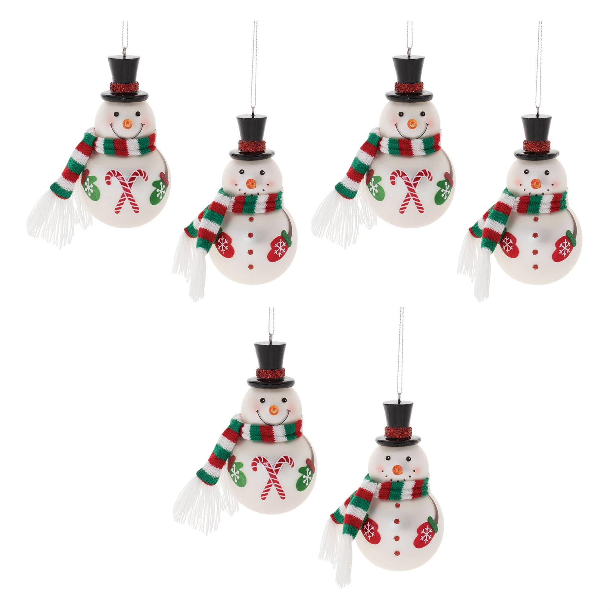 Frosted Glass Snowman Ornament (Set of 6)