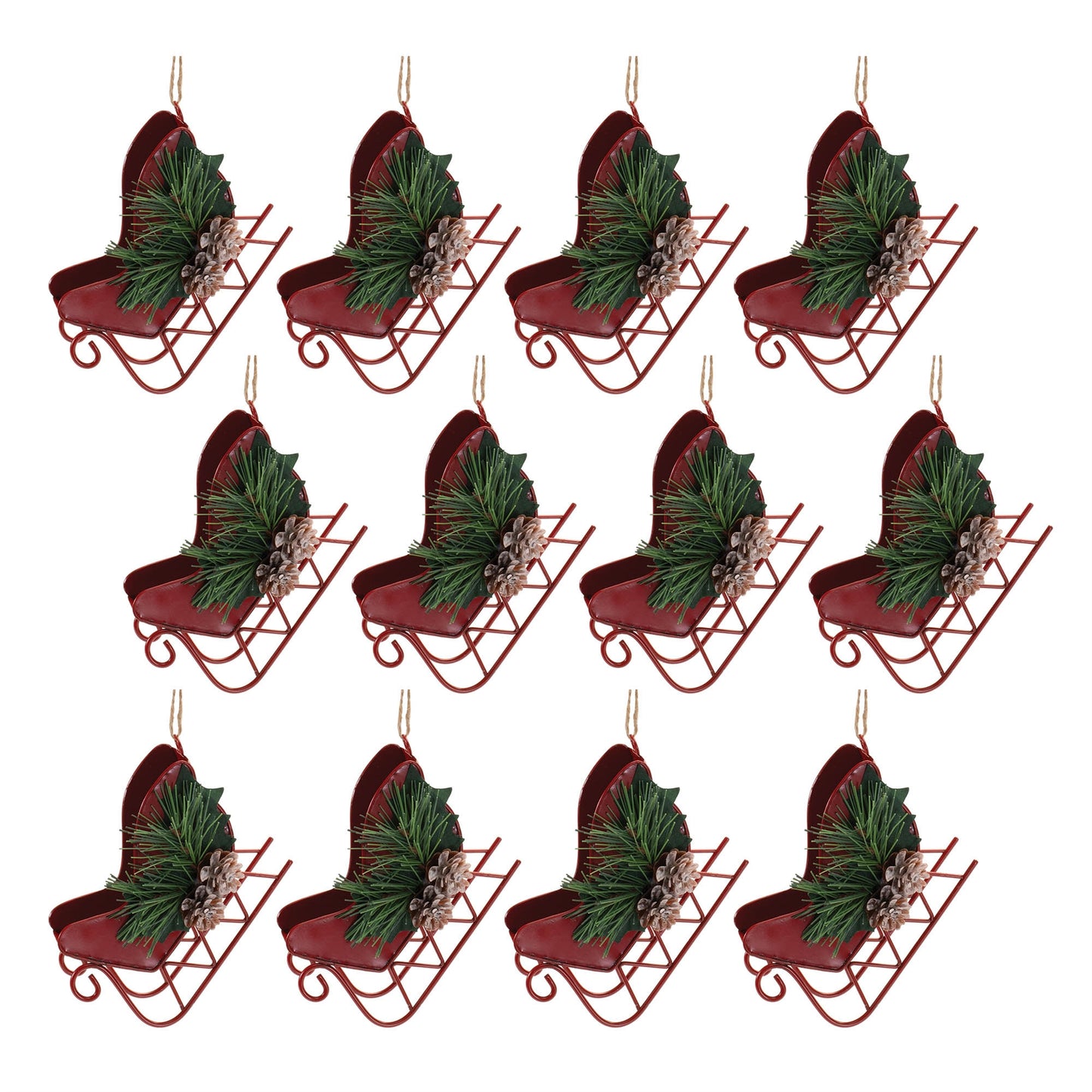 Metal Sleigh Ornament (Set of 12)