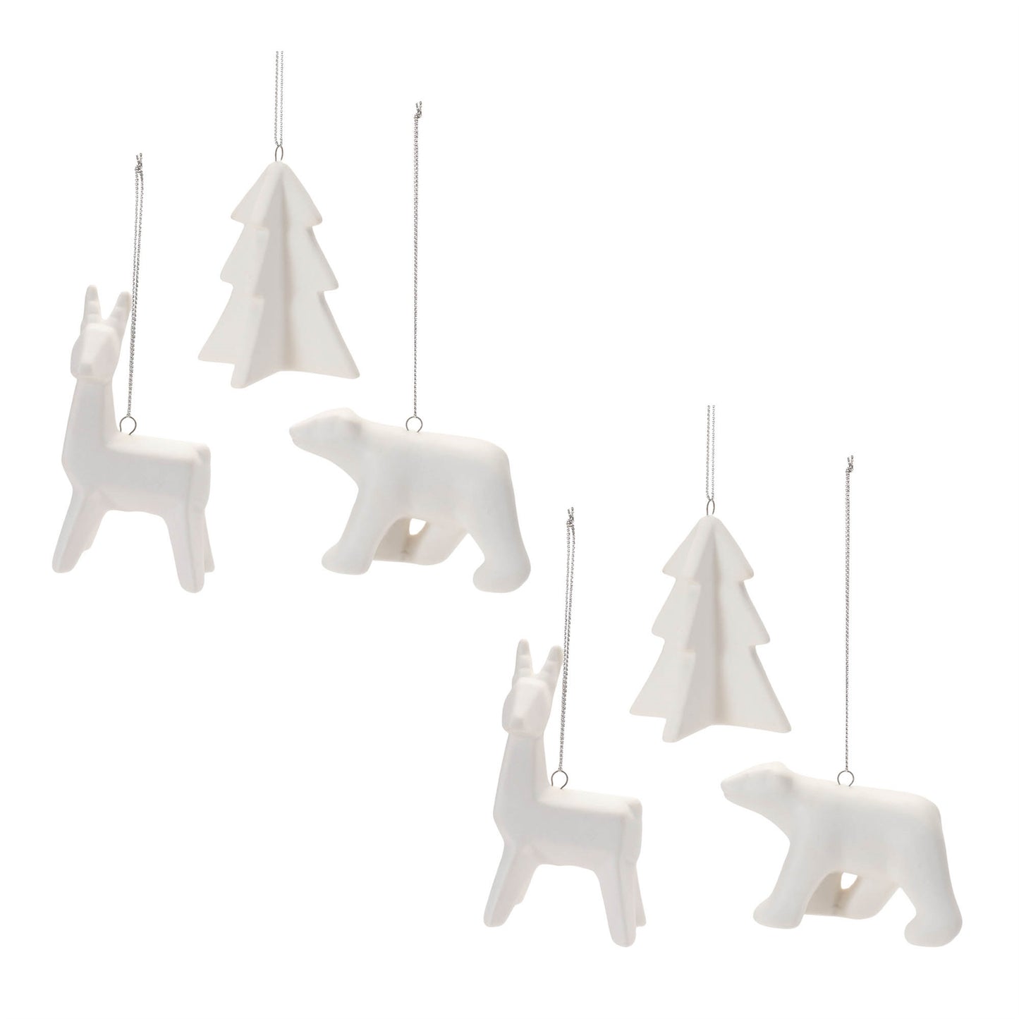 Modern Ceramic Animal Ornaments (Set of 6)