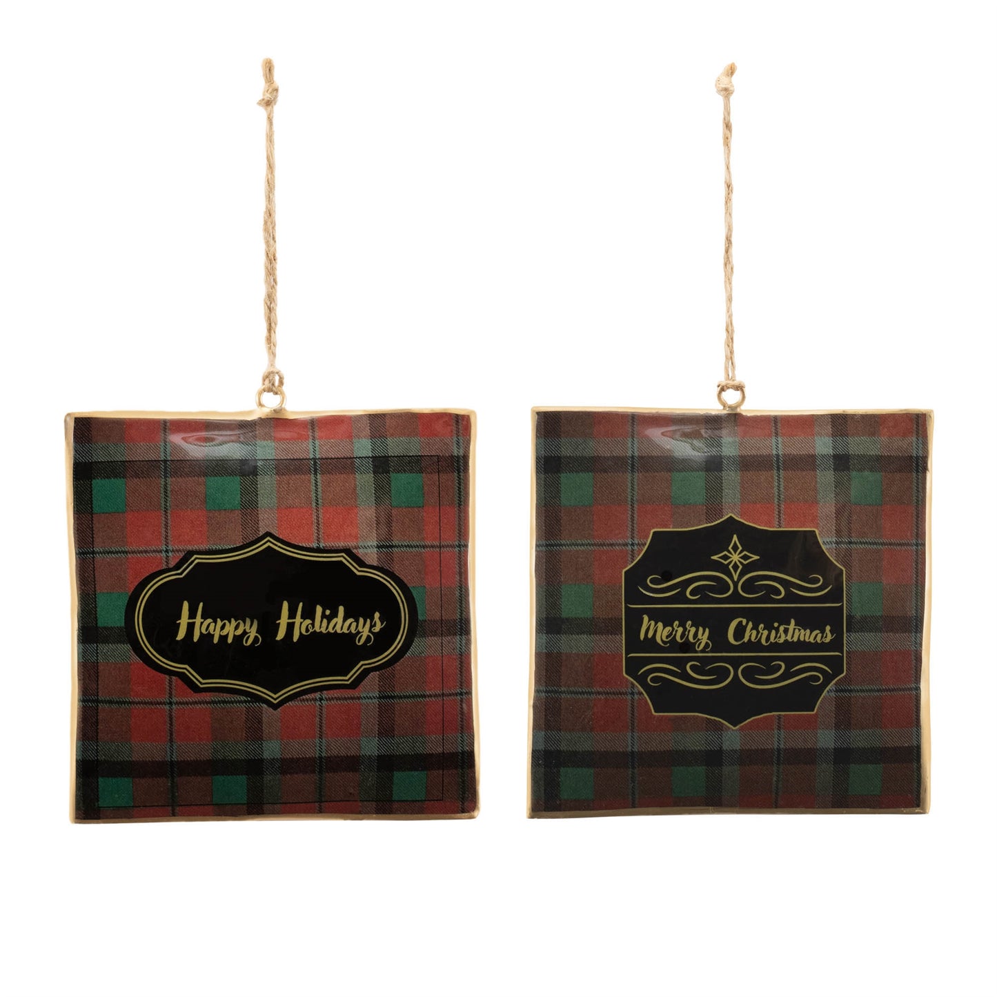 Plaid Square Ornament (Set of 6)