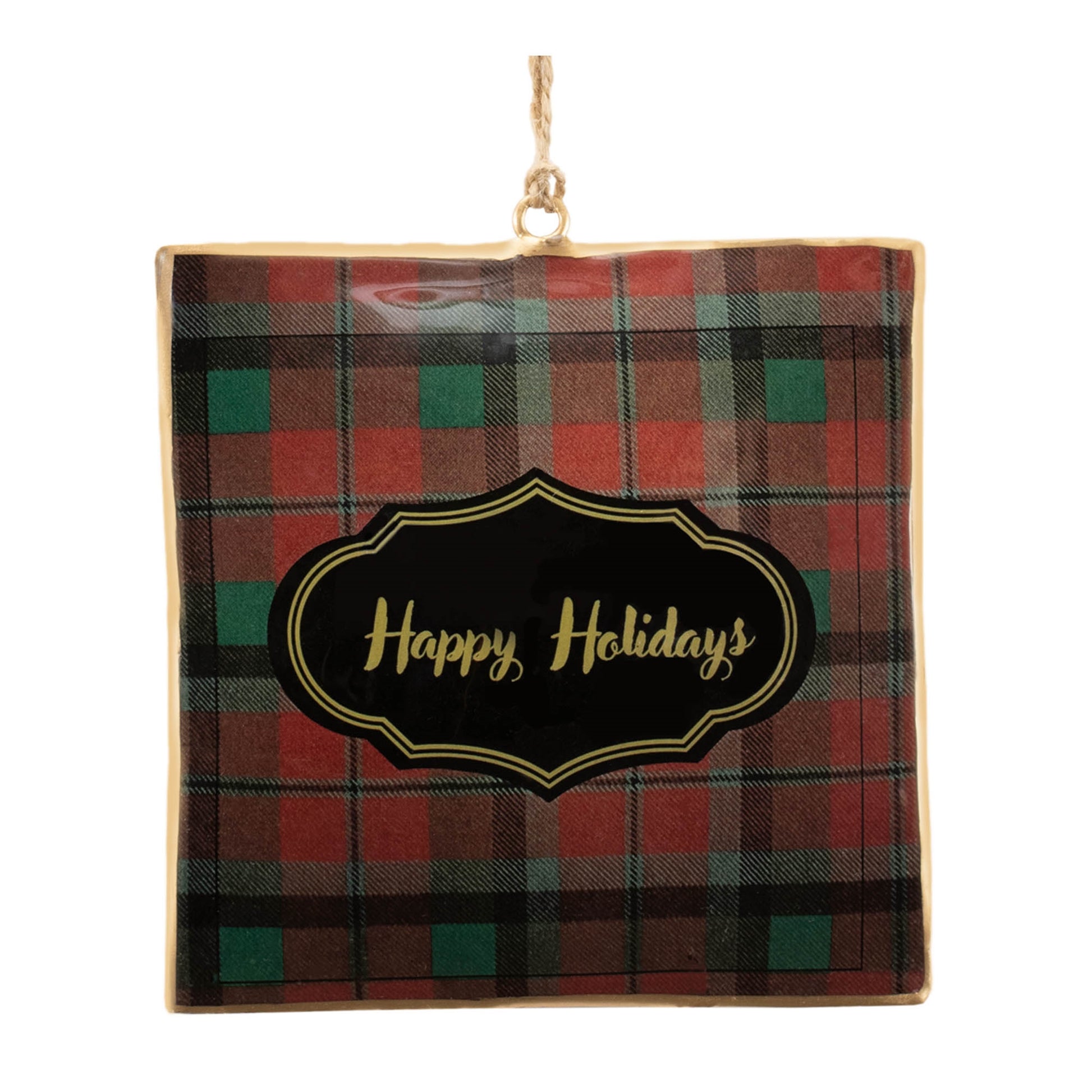 Plaid Square Ornament (Set of 6)