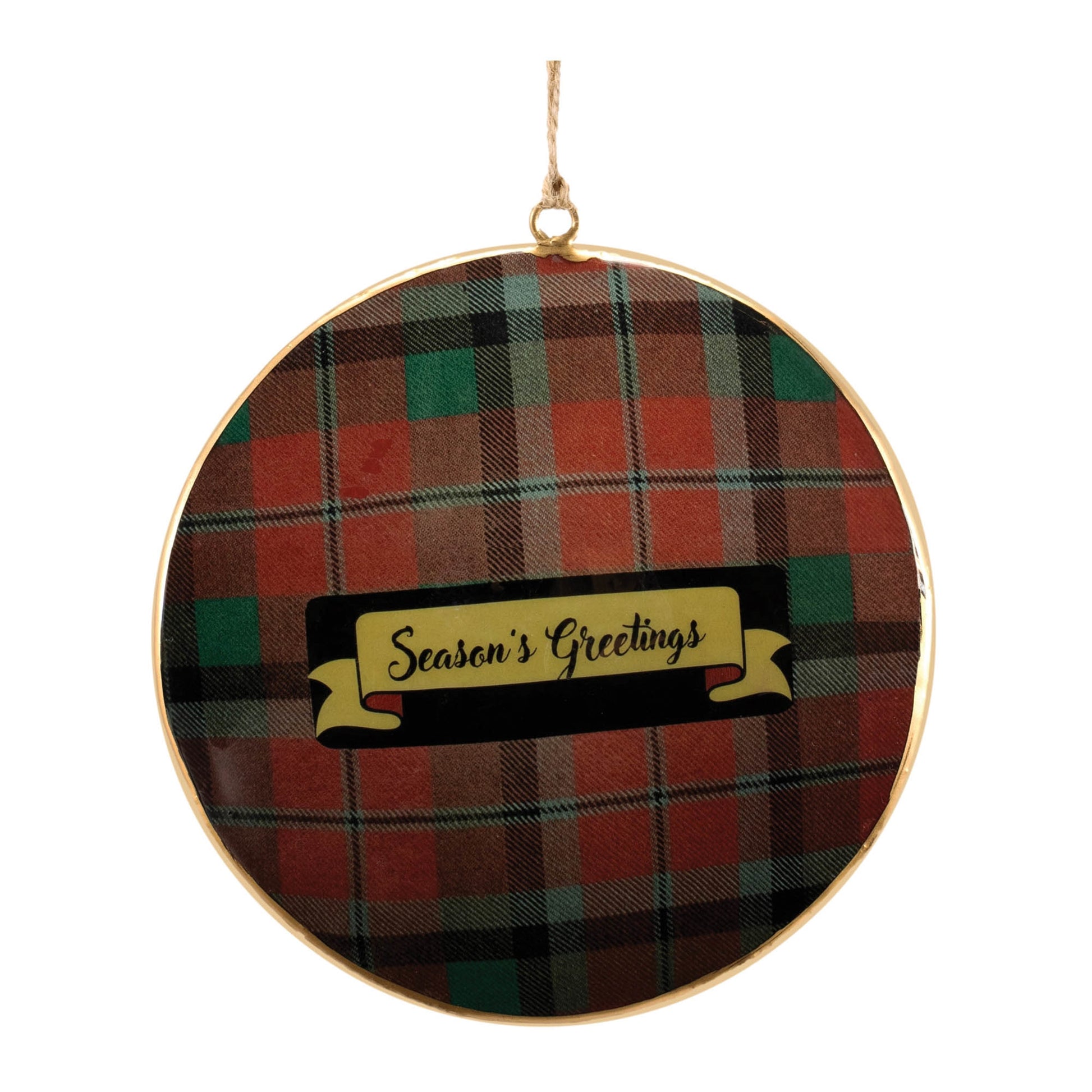 Metal Deer and Pine Tree Disc Ornament (Set of 6)
