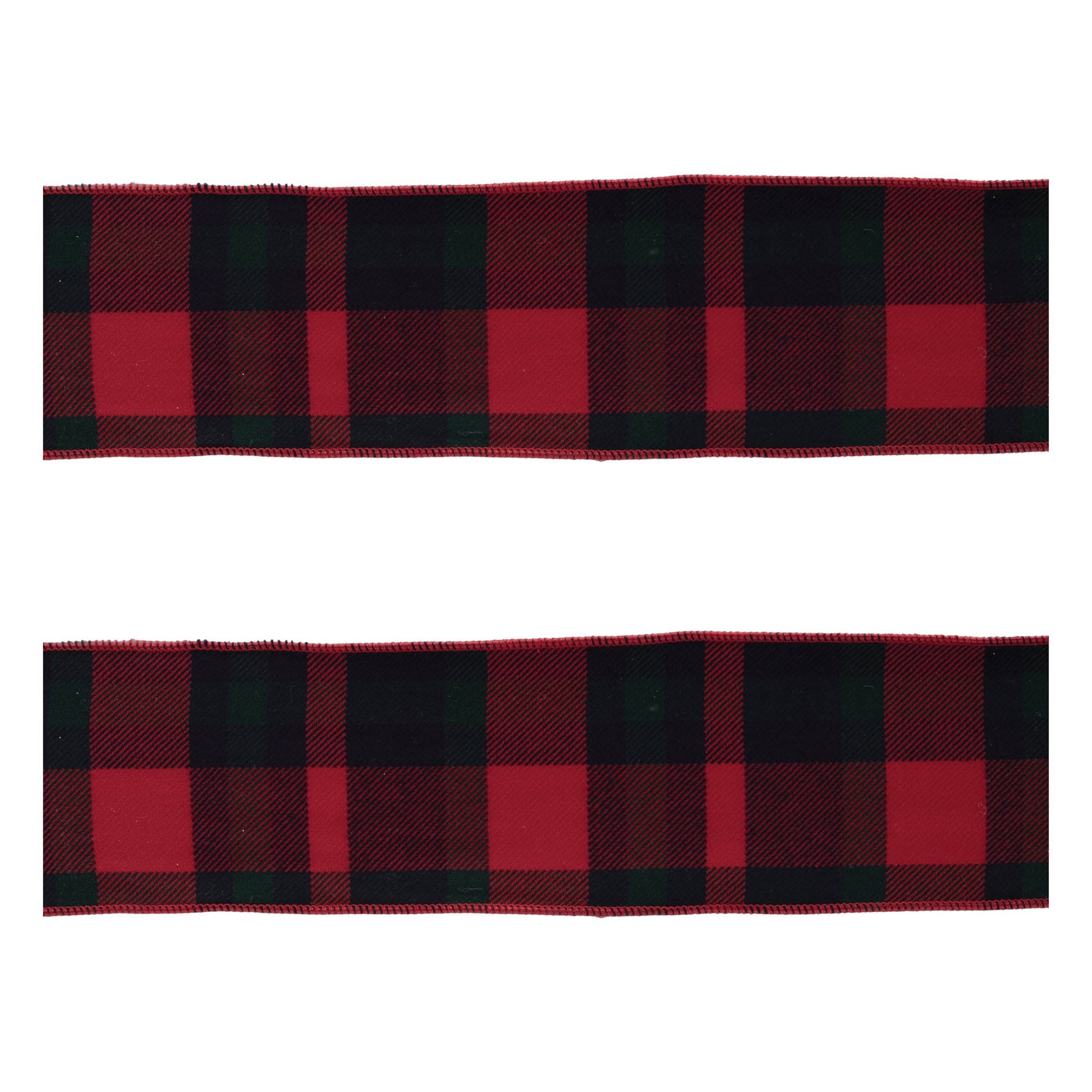 Red and Black Plaid Wired Ribbon (Set of 2)