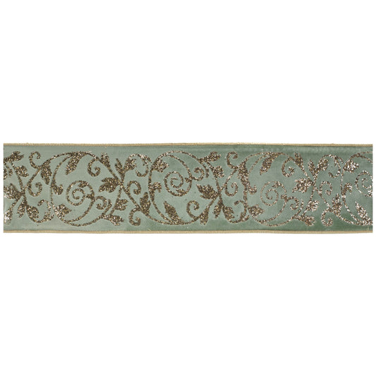 Ornate Glittered Wired Ribbon 4" x 5 Yds.