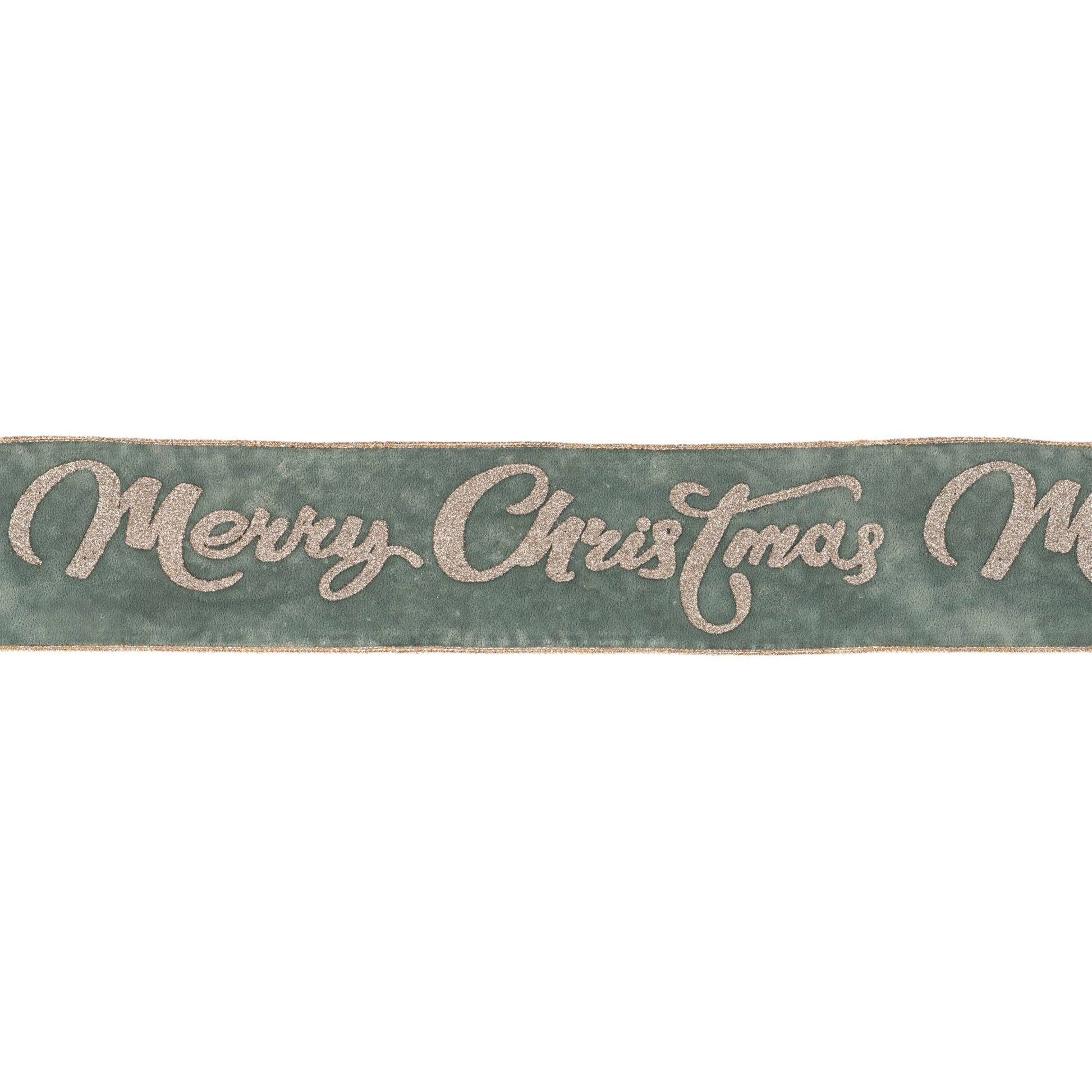 Glittered Merry Christmas Wired Ribbon 4" x 5 Yds.