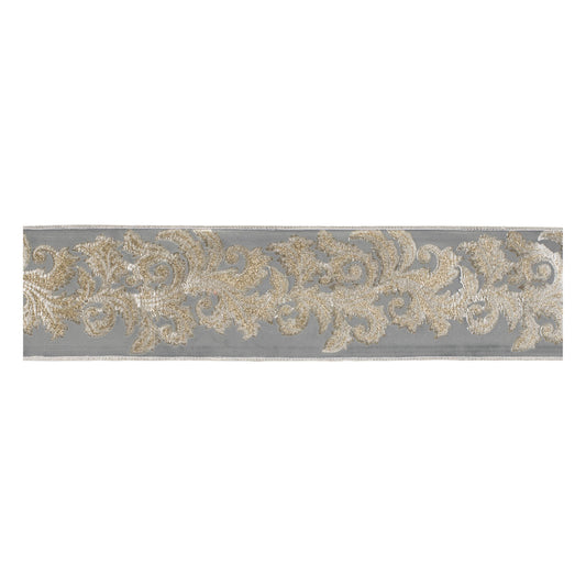 Embroidered Damask Wired Ribbon 4" x 5 Yds.