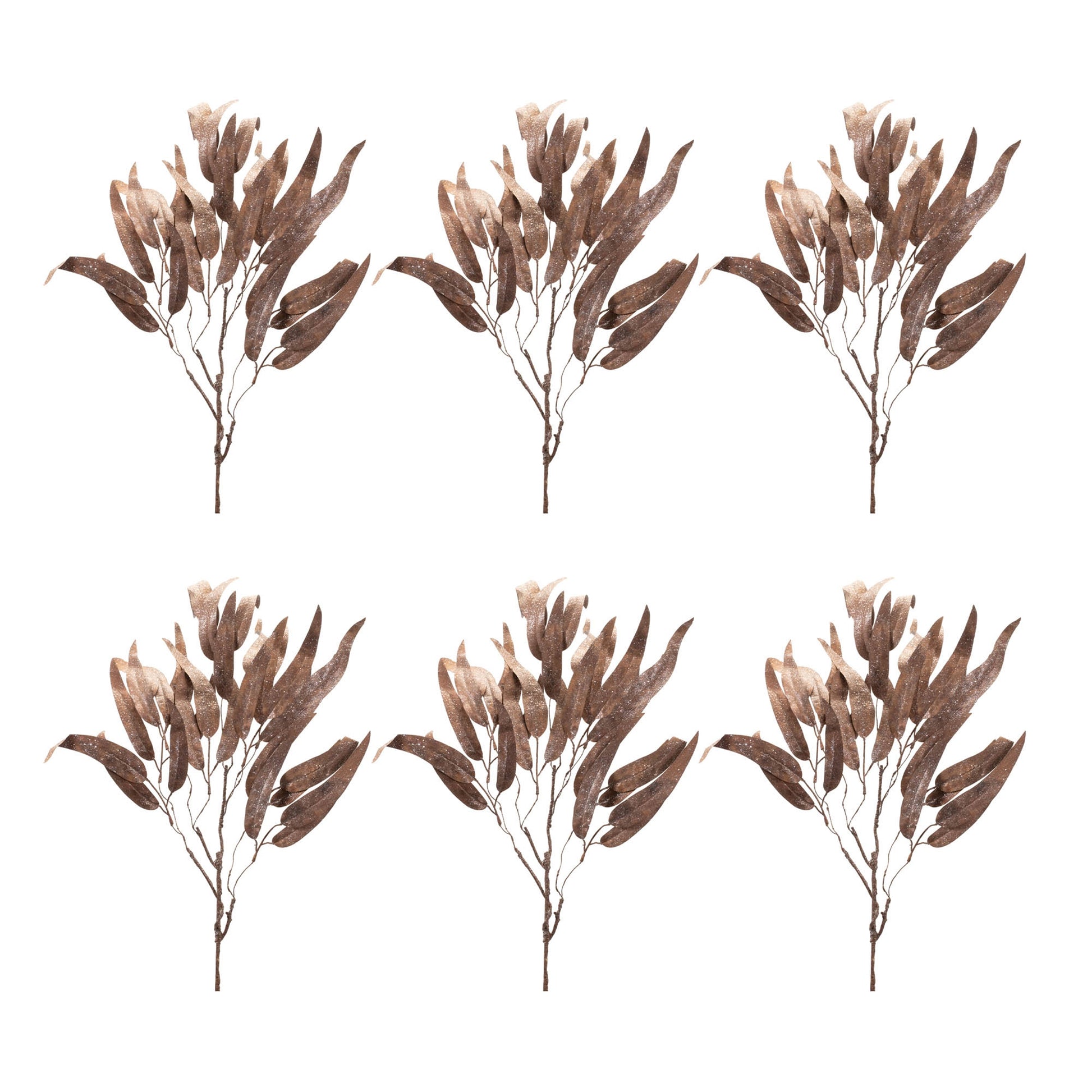 Glittered Long Leaf Eucalyptus Spray (Set of 6)