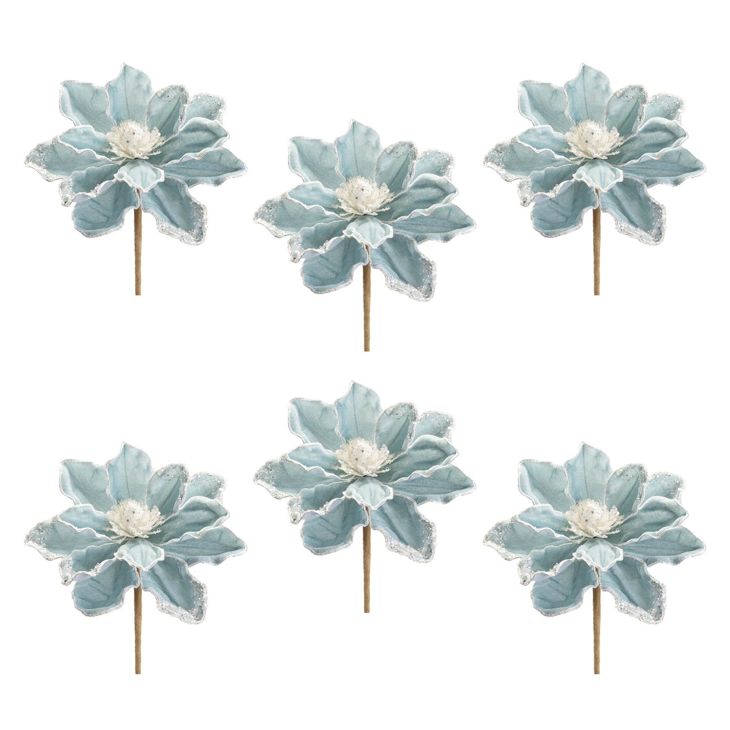Beaded Magnolia Flower Stem (Set of 6)