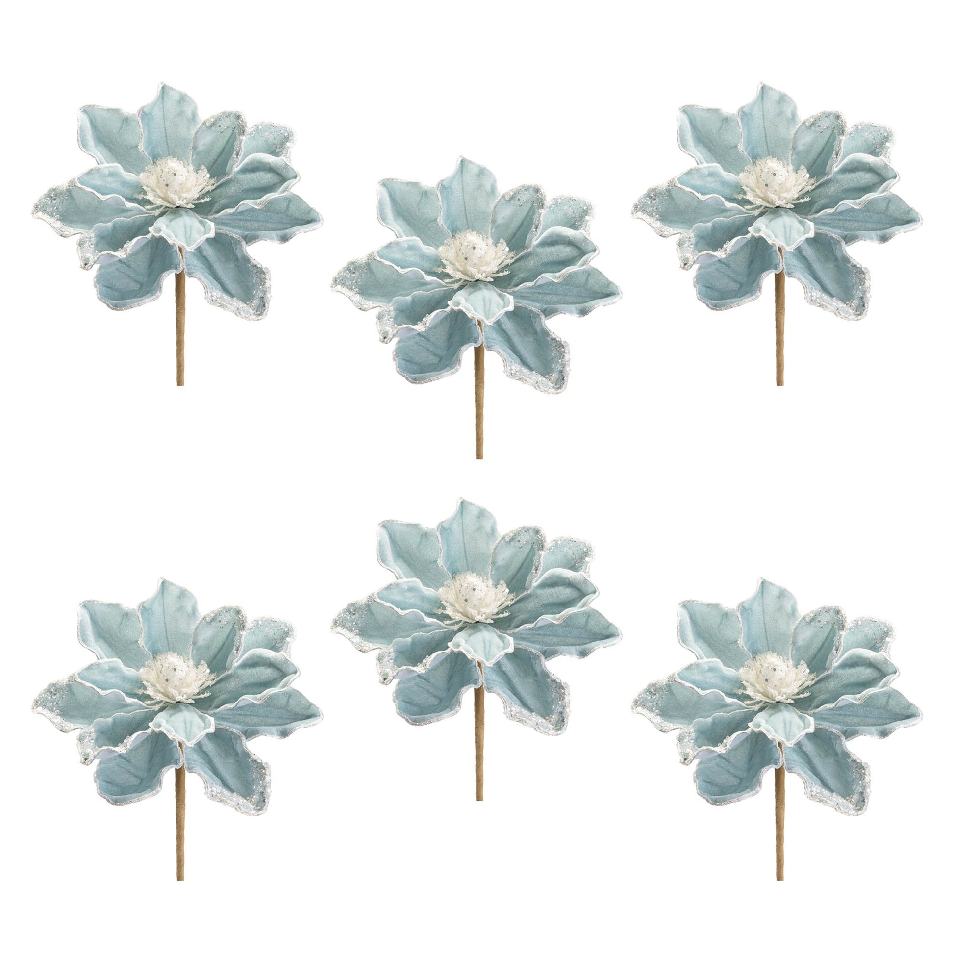 Beaded Magnolia Flower Stem (Set of 6)