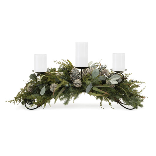 Mixed Pine Candle Holder Centerpiece 32"L