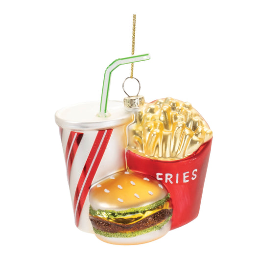 Glass Burger and Fries Meal Ornament (Set of 4)