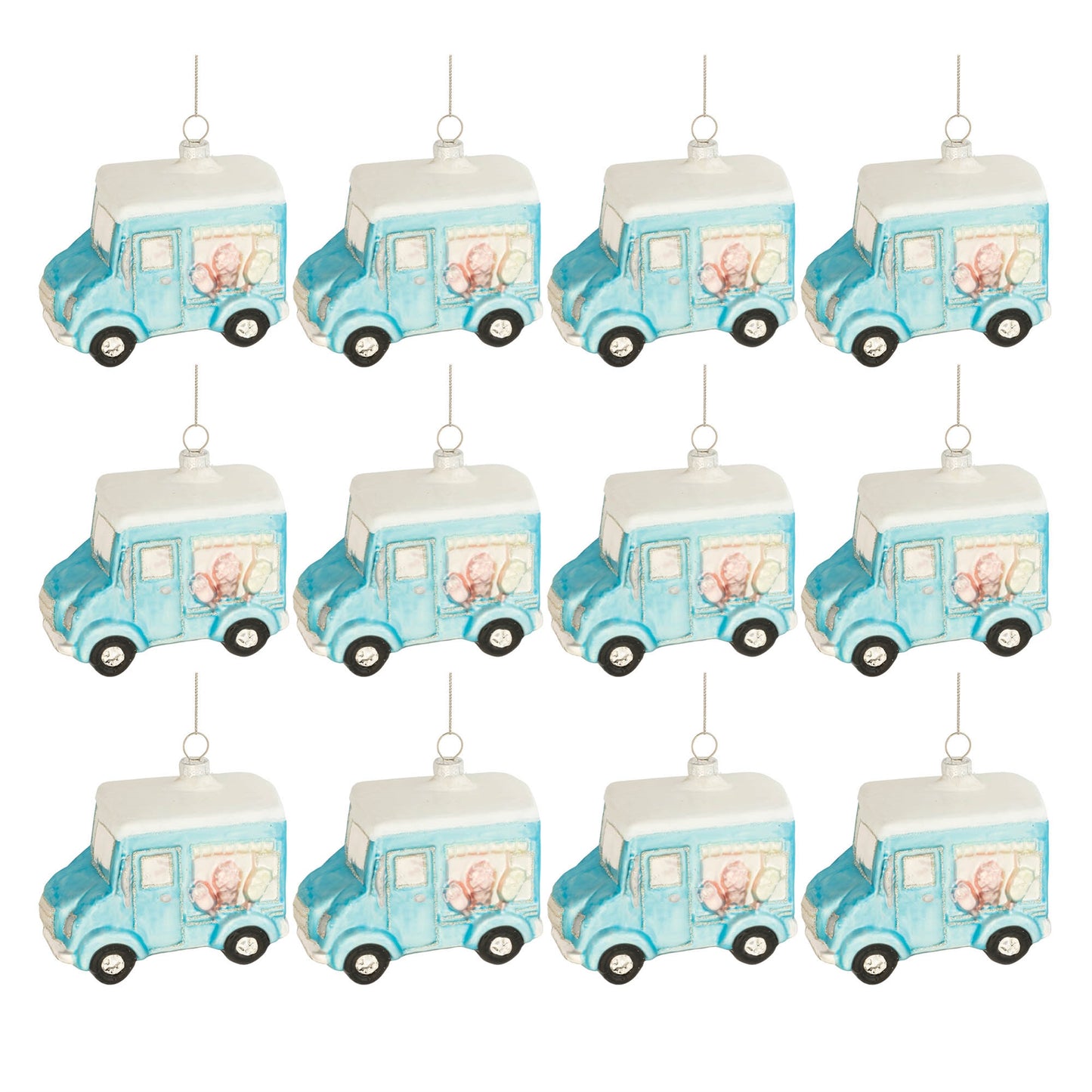 Glass Ice Cream Truck Ornament (Set of 12)