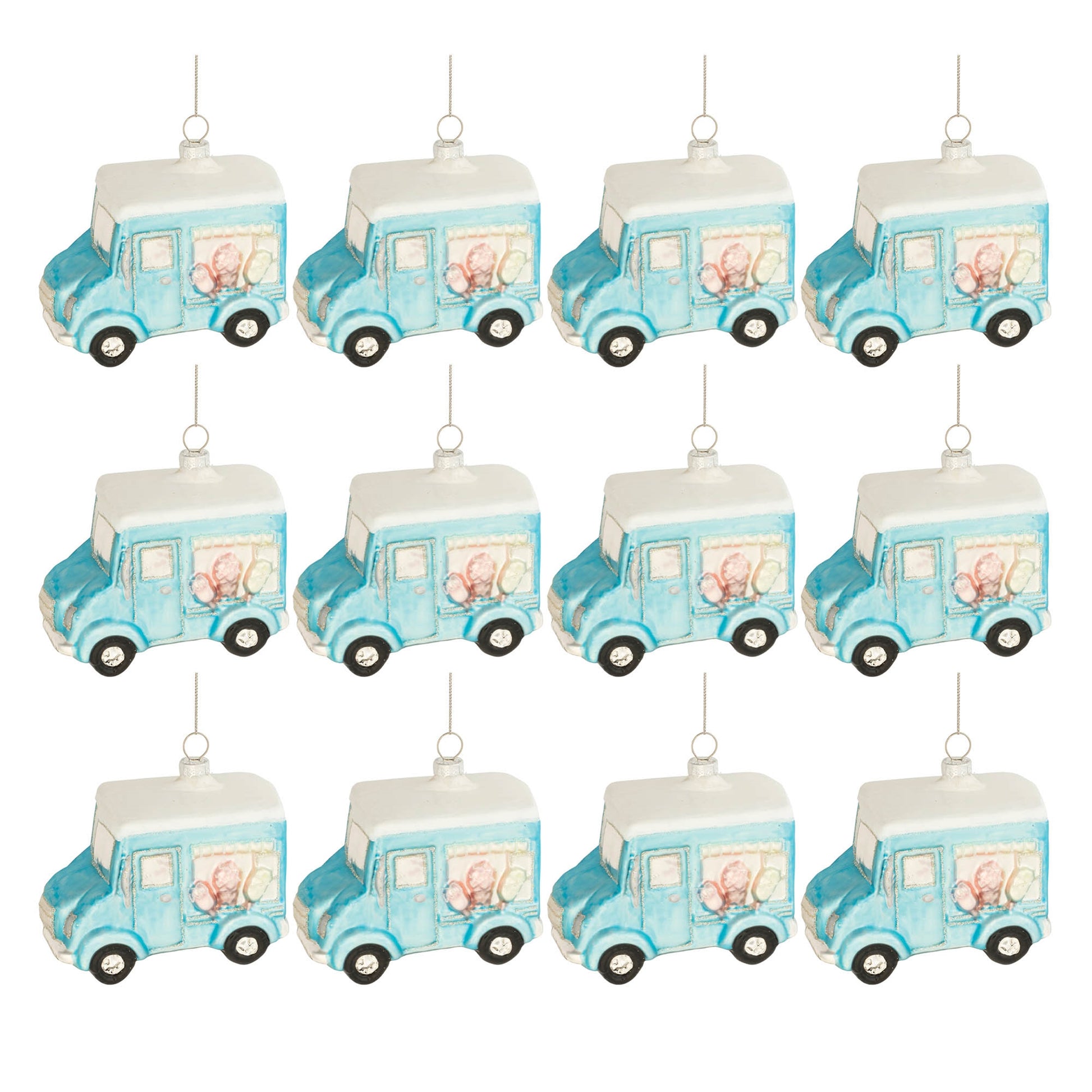 Glass Ice Cream Truck Ornament (Set of 12)