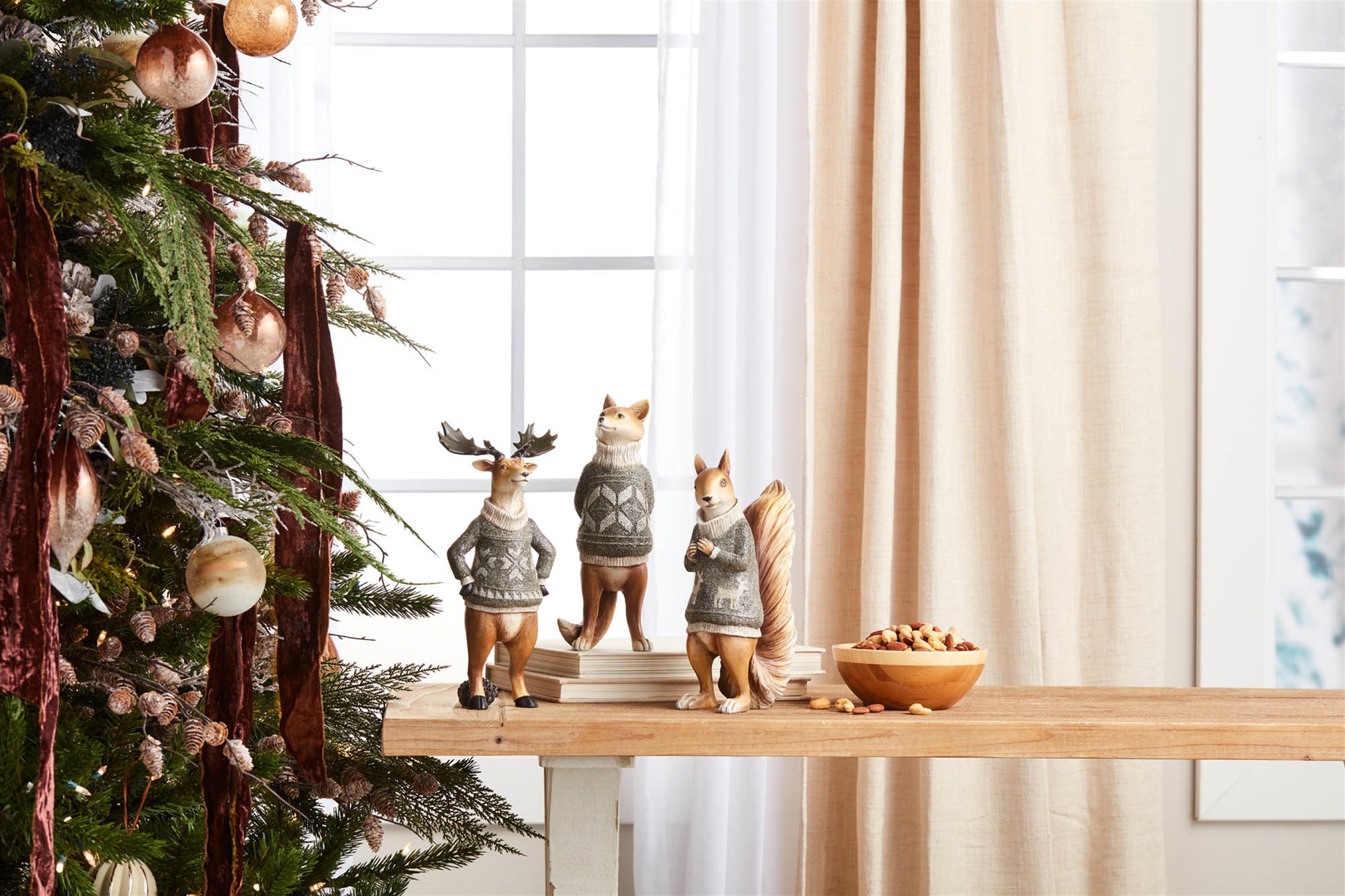 Winter Animal with Sweater Figurine (Set of 3)