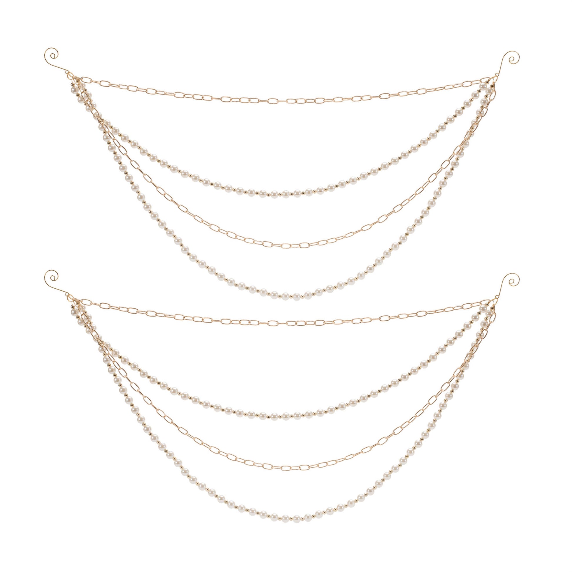 Pearl Bead and Chain Link Garland (Set of 2)