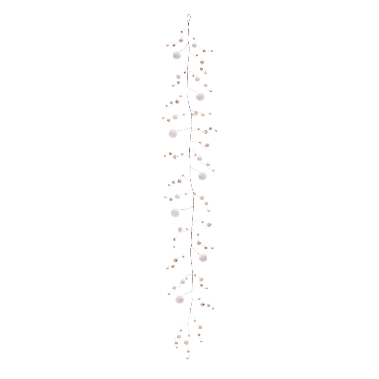 Wood Bead and Puff Ball Garland (Set of 2)