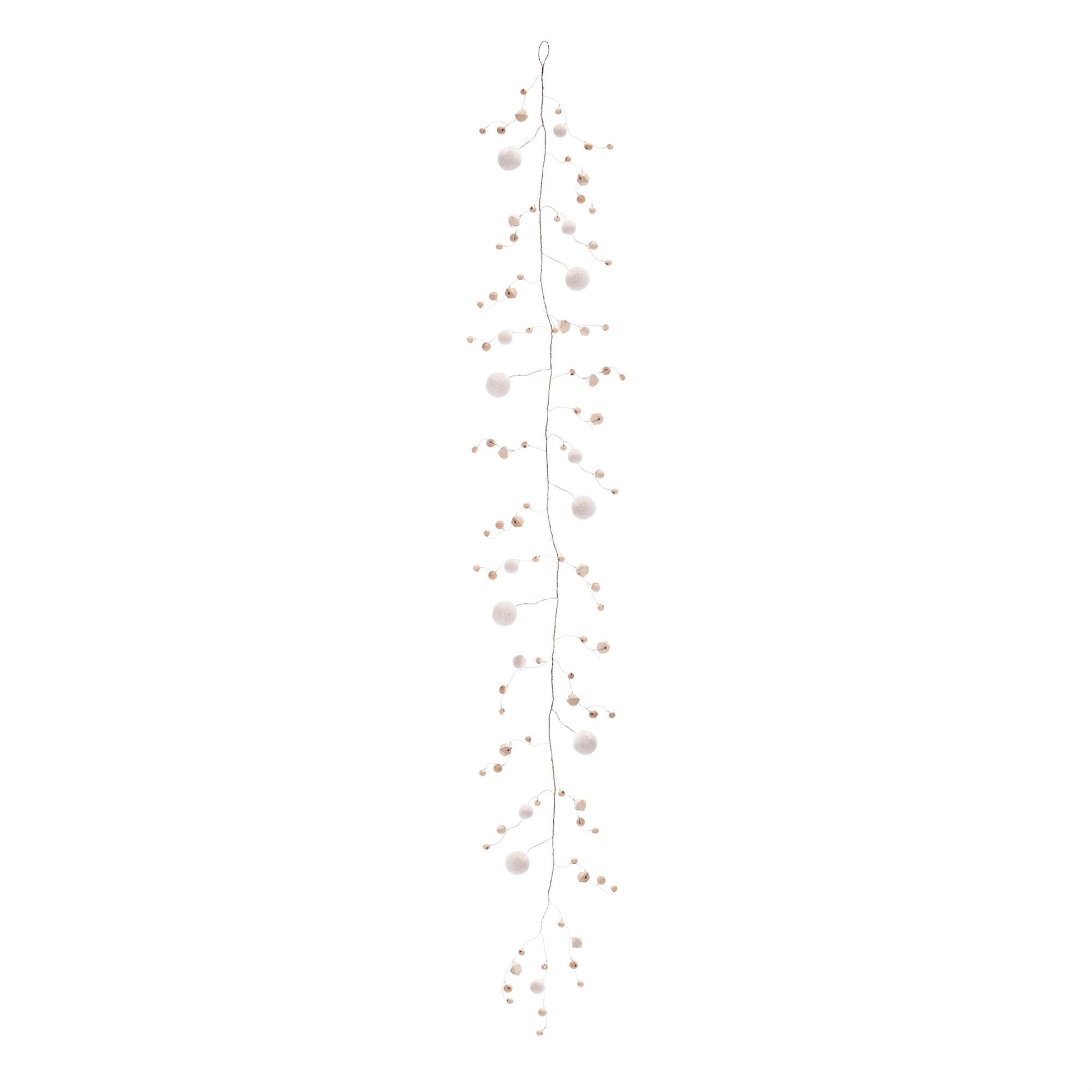 Wood Bead and Puff Ball Garland (Set of 2)