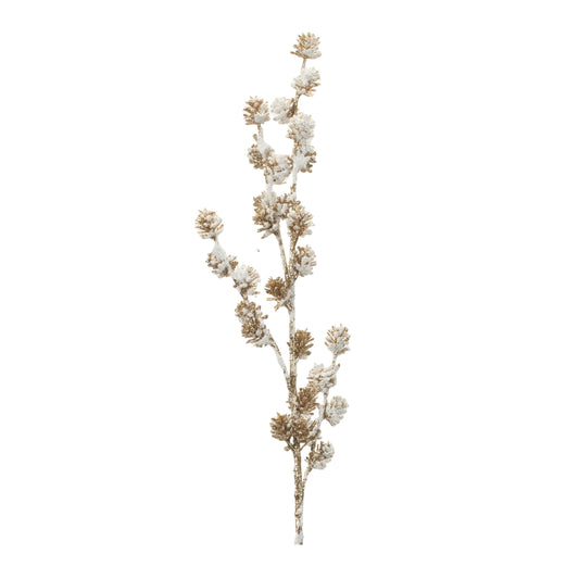 Snowy Glittered Pinecone Spray (Set of 6)