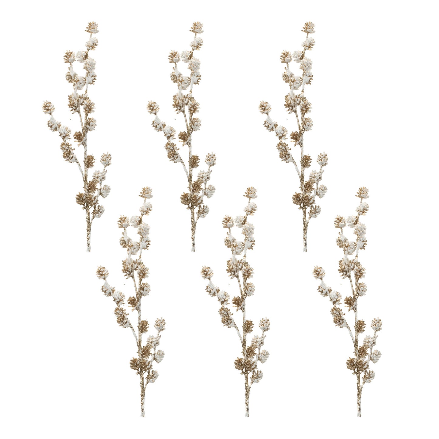 Snowy Glittered Pinecone Spray (Set of 6)
