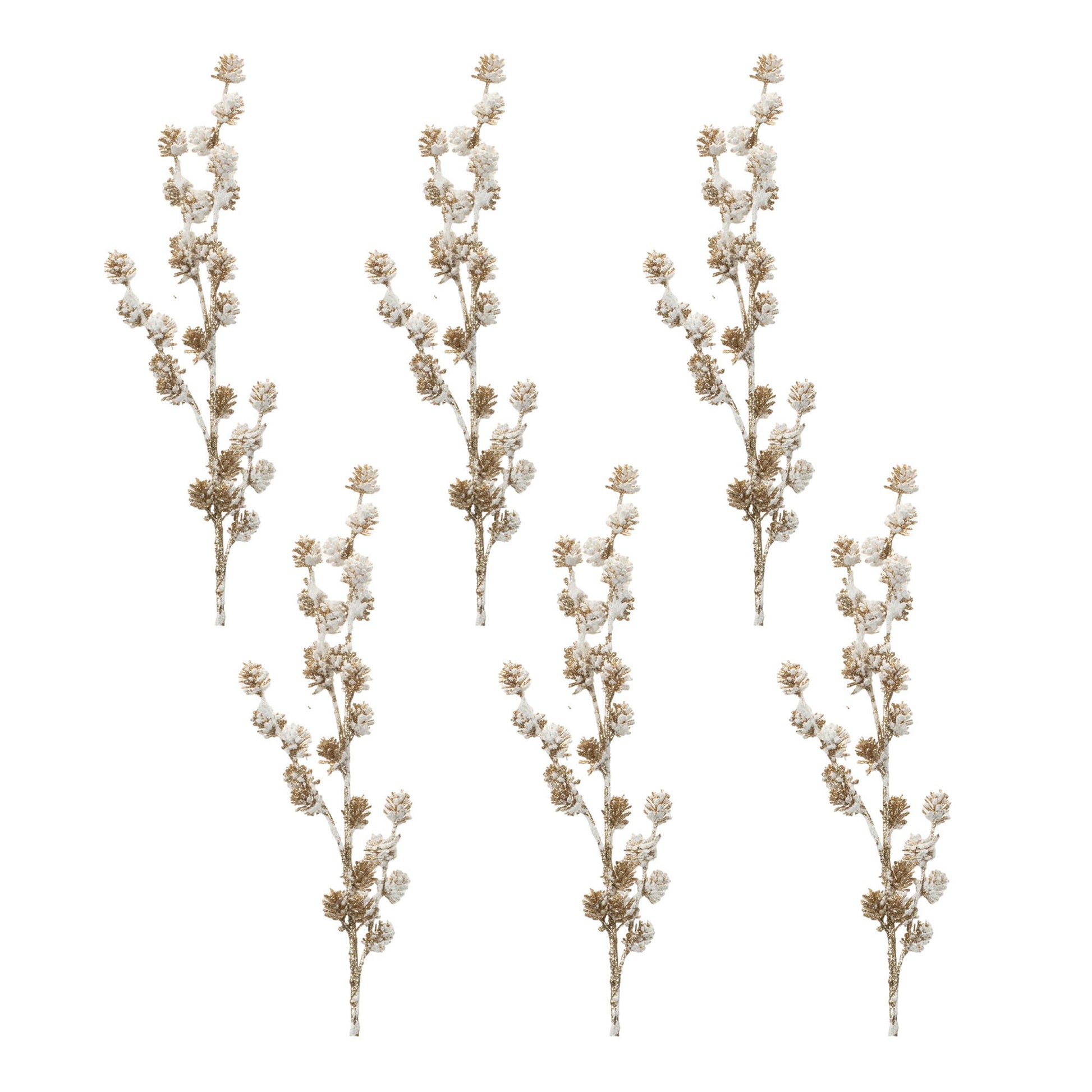 Snowy Glittered Pinecone Spray (Set of 6)