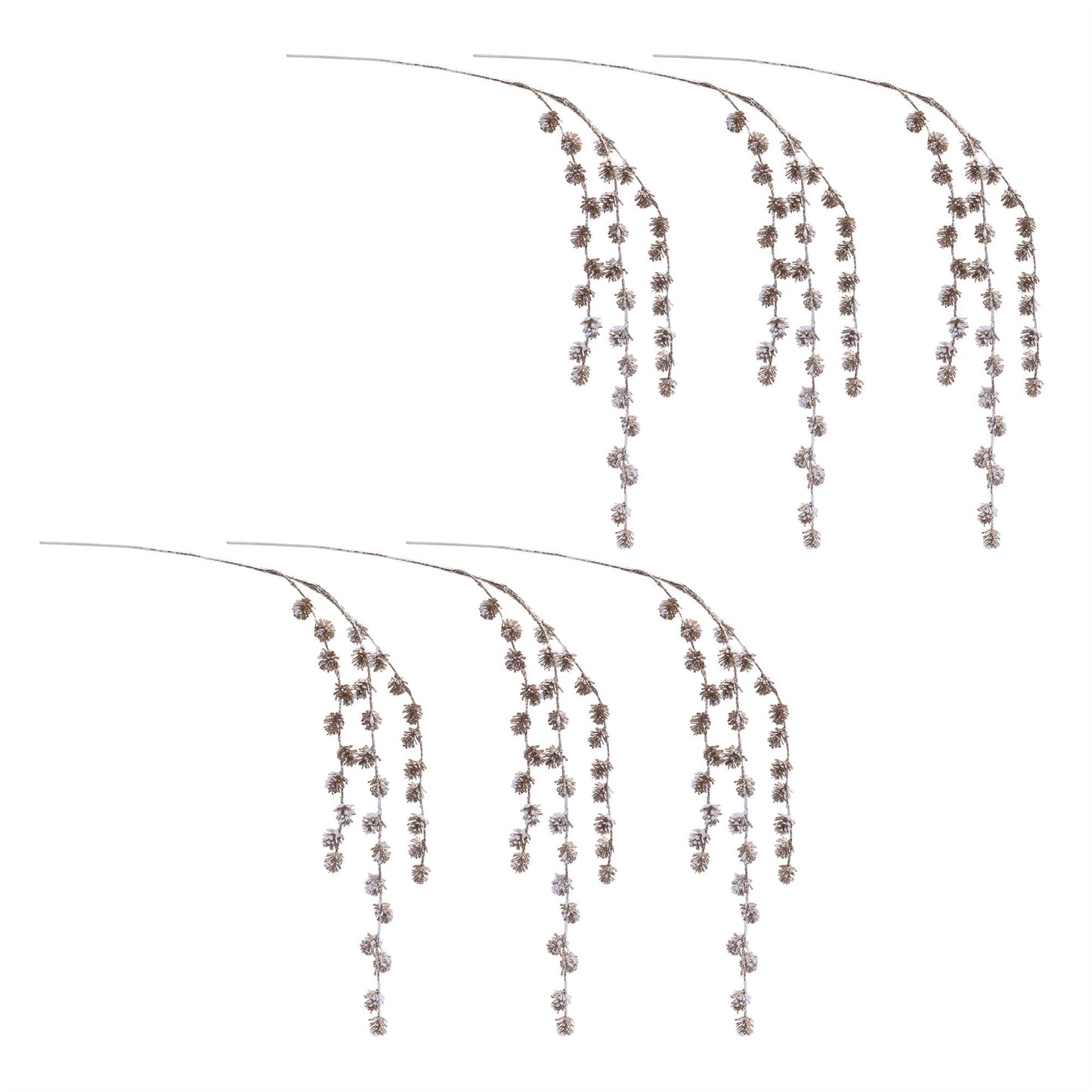 Snowy Hanging Pinecone Spray (Set of 6)