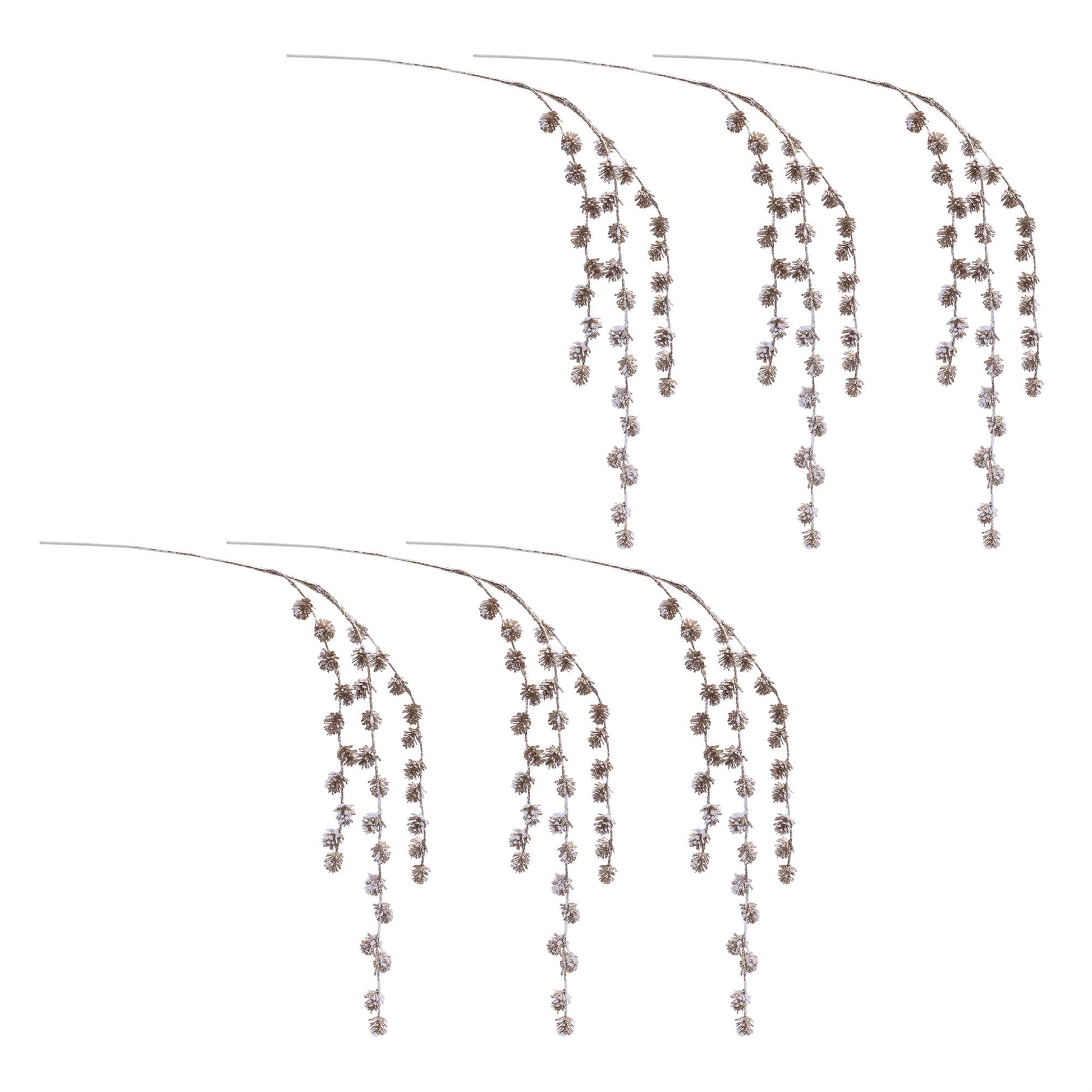 Snowy Hanging Pinecone Spray (Set of 6)