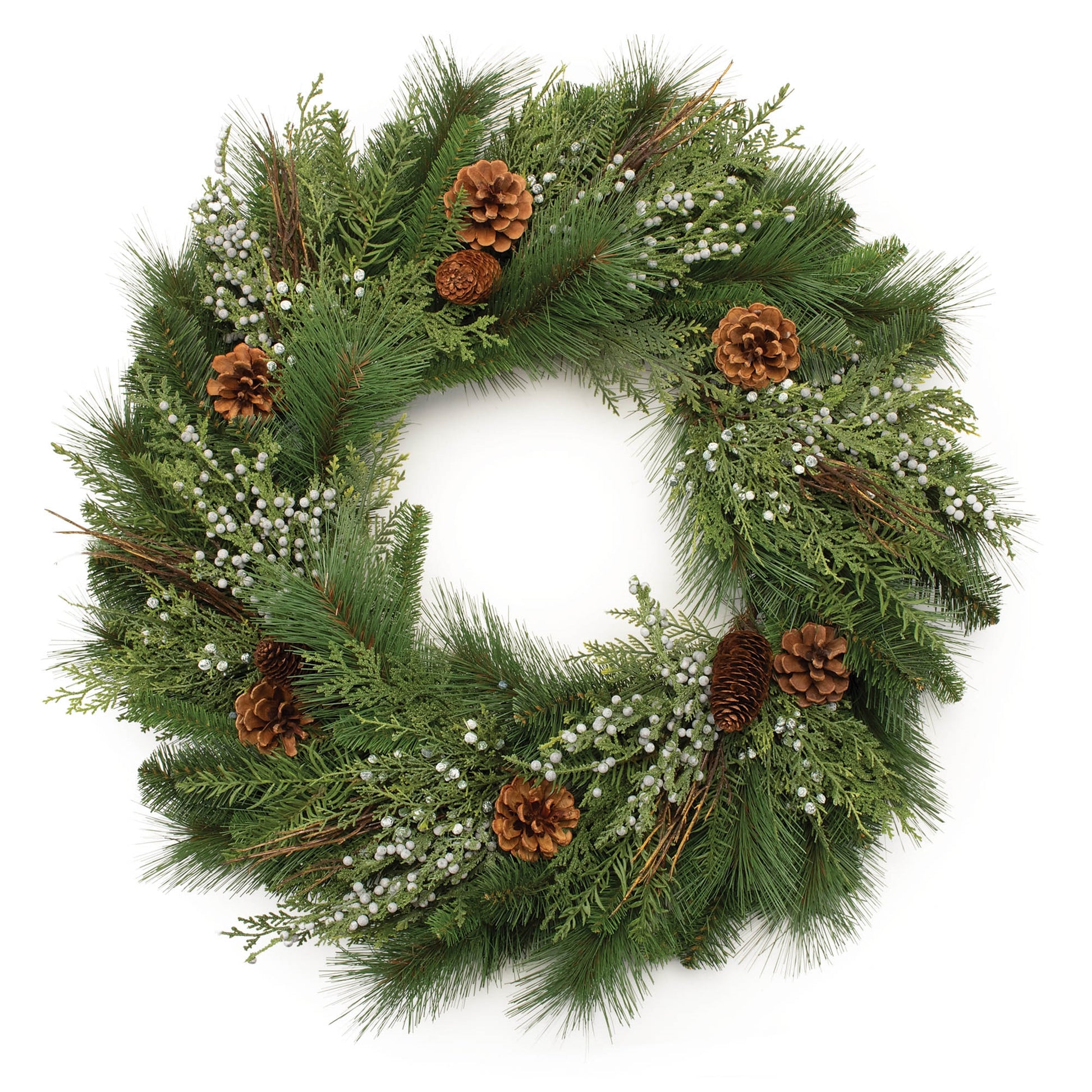Mixed Pine Juniper and Pincone Wreath 30"D