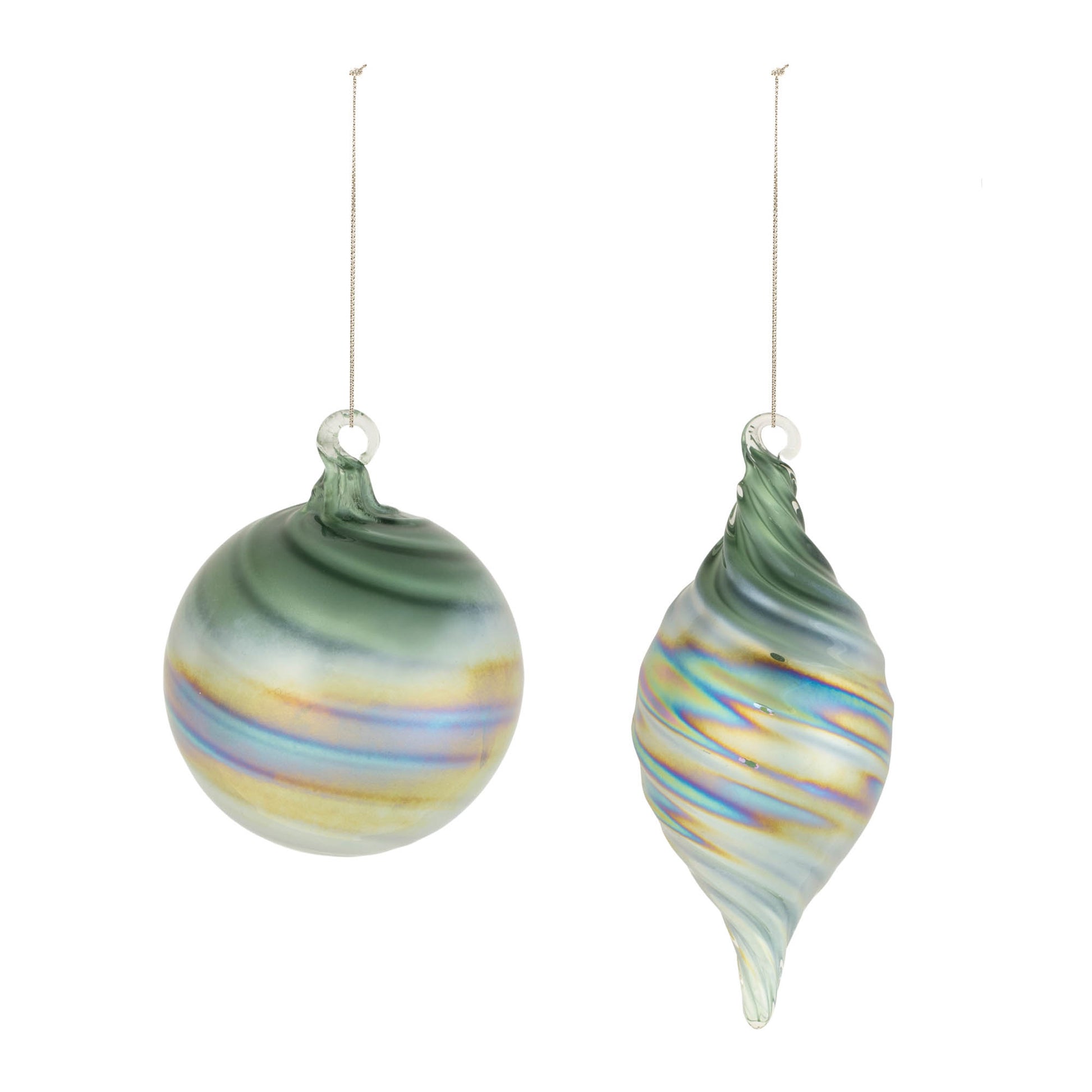 Green Iridescent Ornaments (Set of 12)