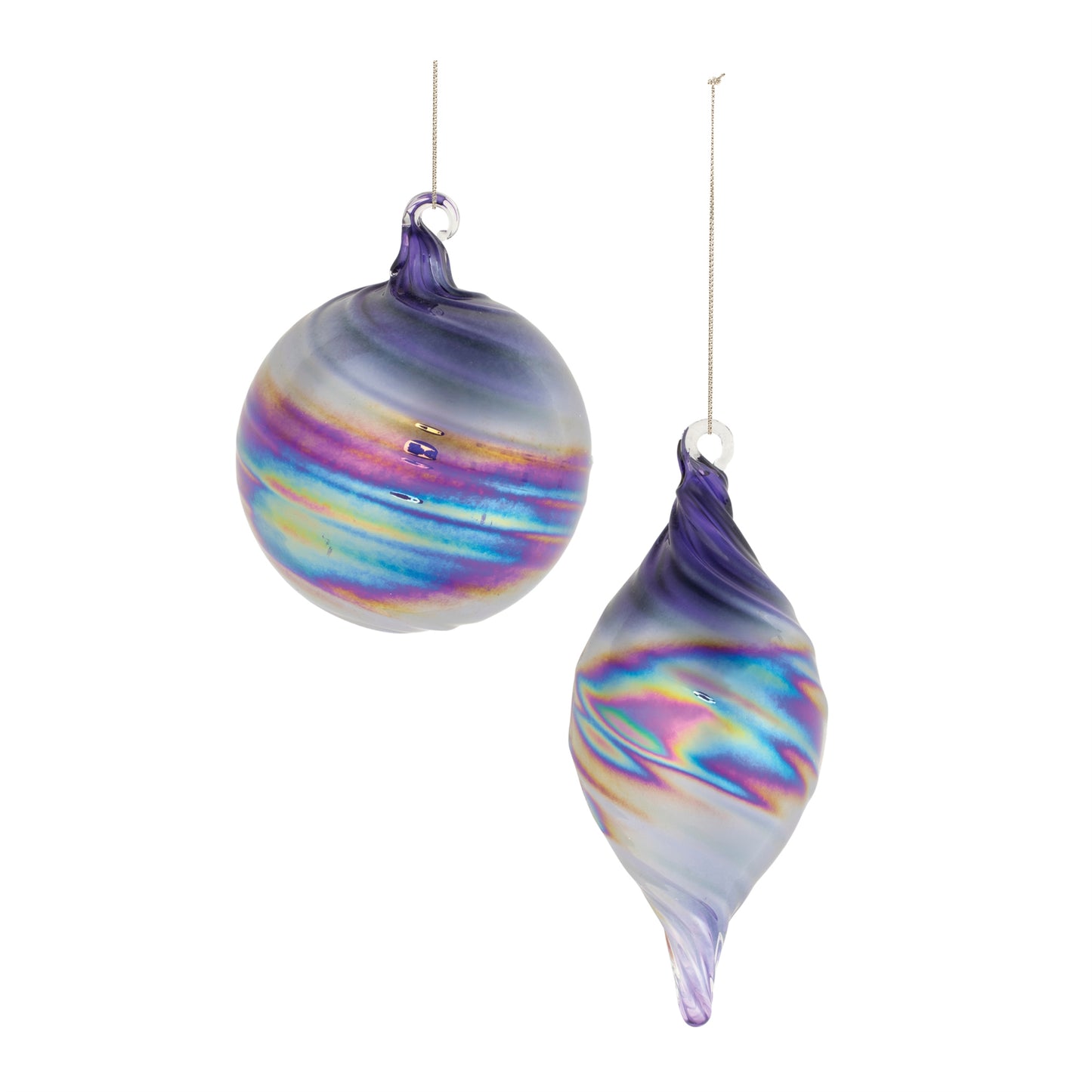Purple Iridescent Ornaments (Set of 12)