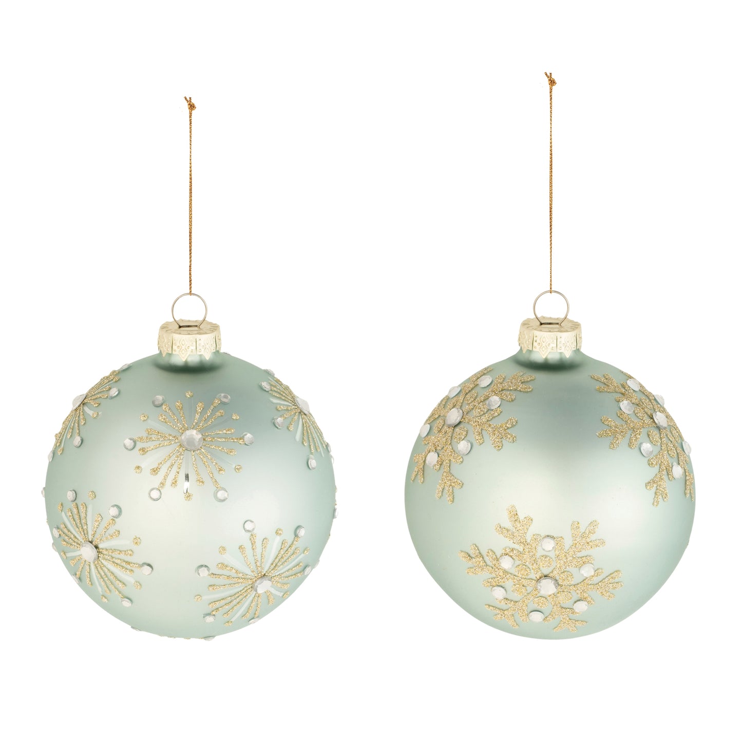 Green Glass Ball Ornaments (Set of 6)