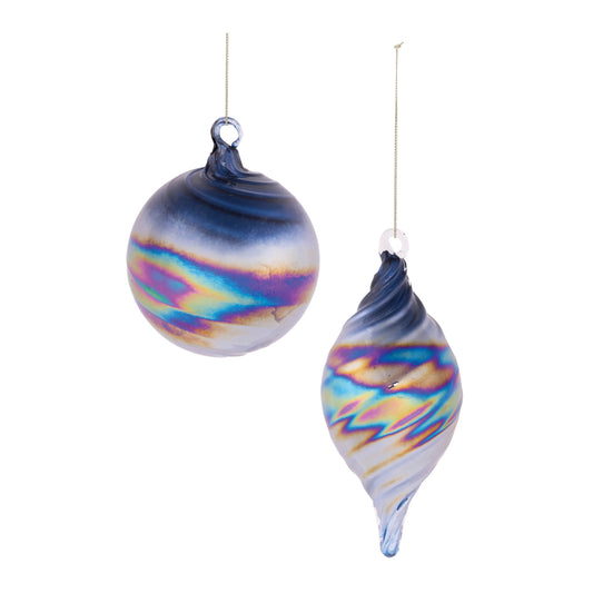 Iridescent Swirled Glass Ornament (Set of 12)