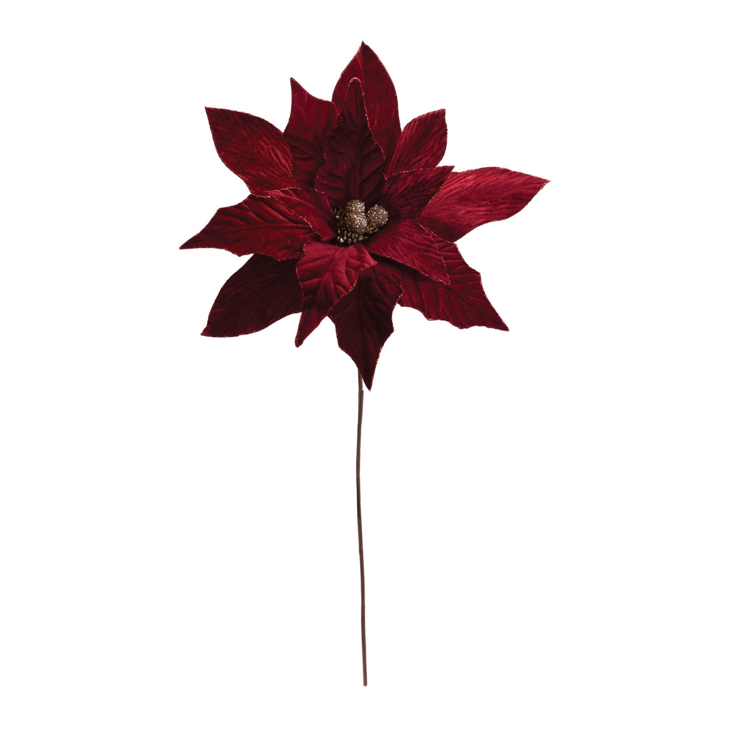 Glittered Poinsettia Flower Stem (Set of 6)
