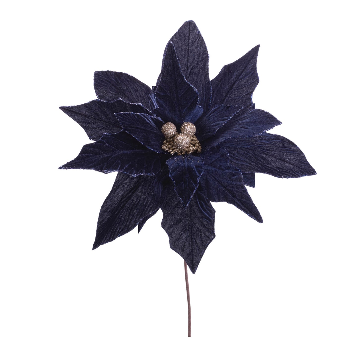 Glittered Poinsettia Flower Stem (Set of 6)