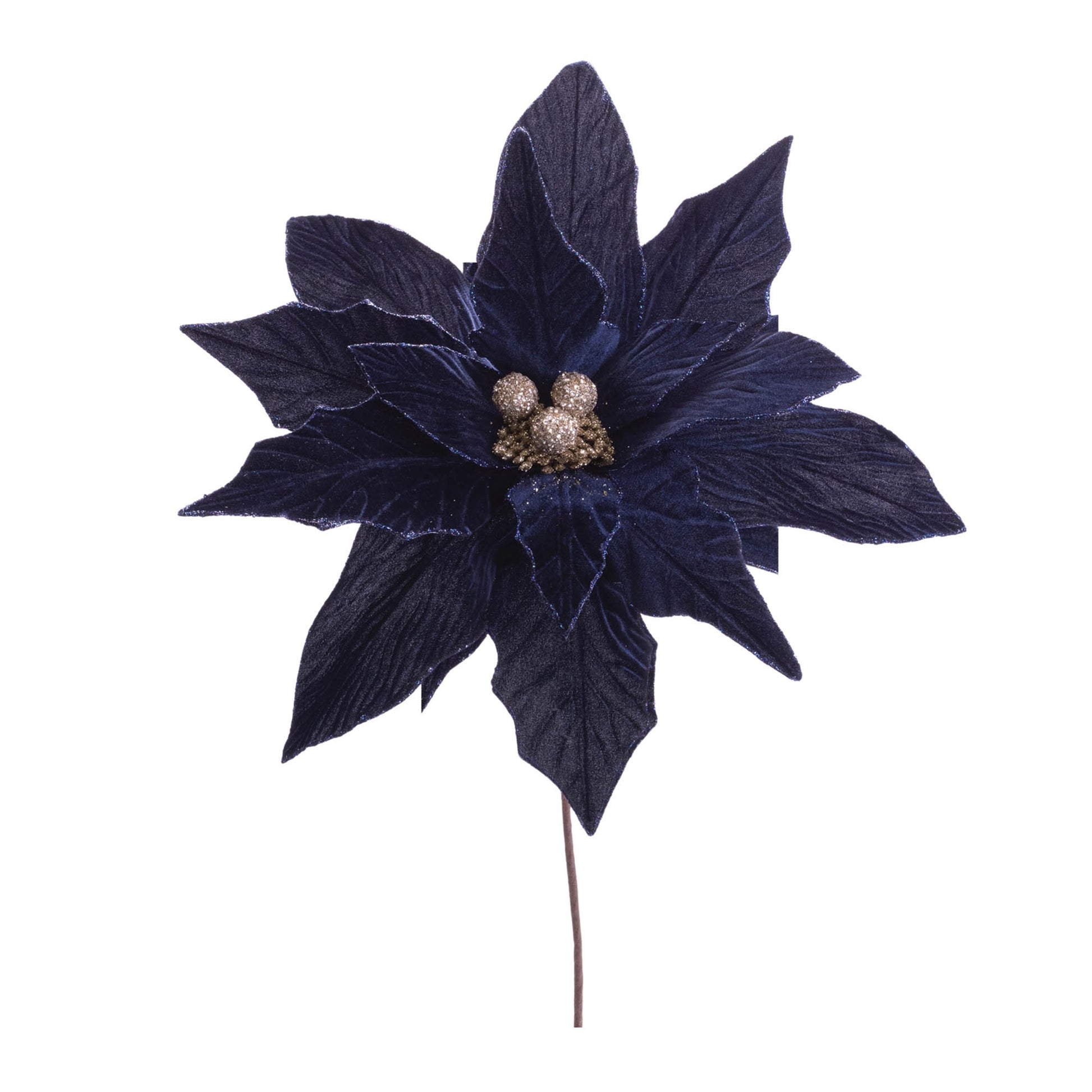 Glittered Poinsettia Flower Stem (Set of 6)