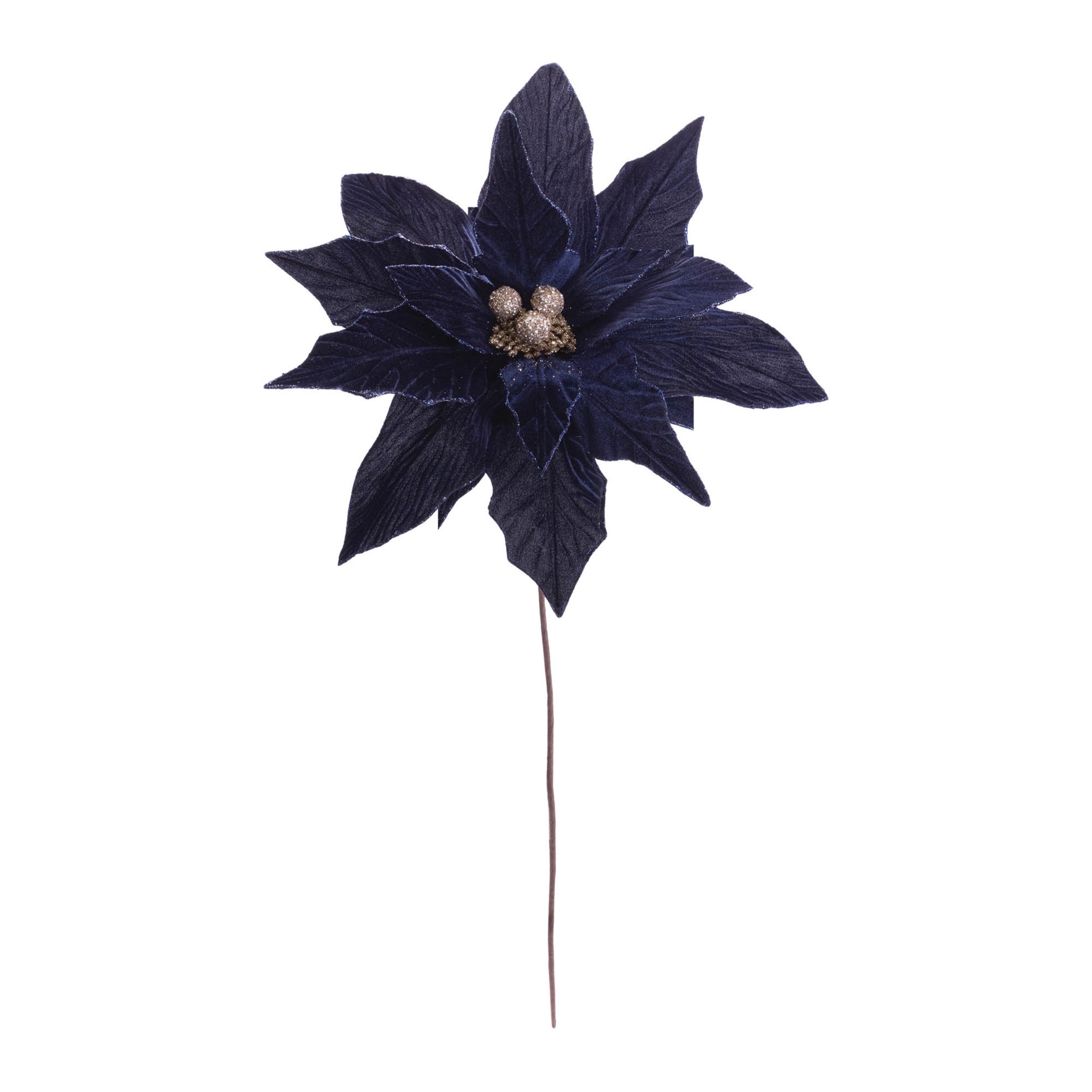Glittered Poinsettia Flower Stem (Set of 6)