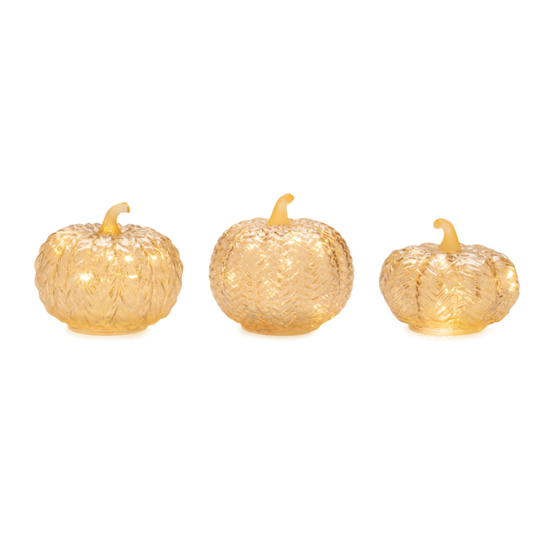 LED Mercury Glass Pumpkin Decor (Set of 3)