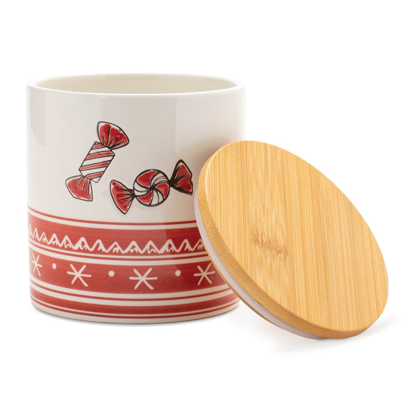 Ceramic Peppermint Candy Canister (Set of 4)