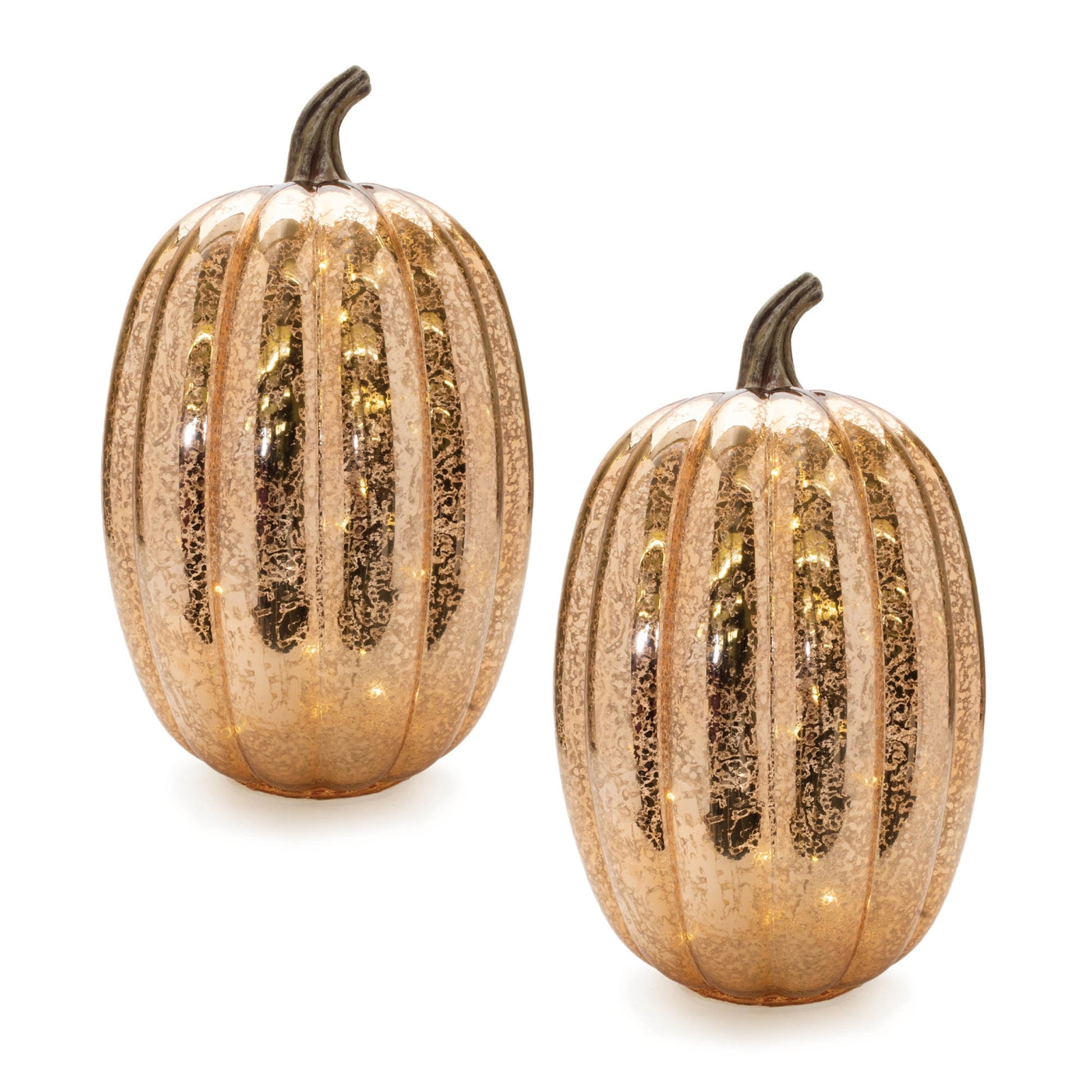 LED Mercury Glass Pumpkin Decor (Set of 2)