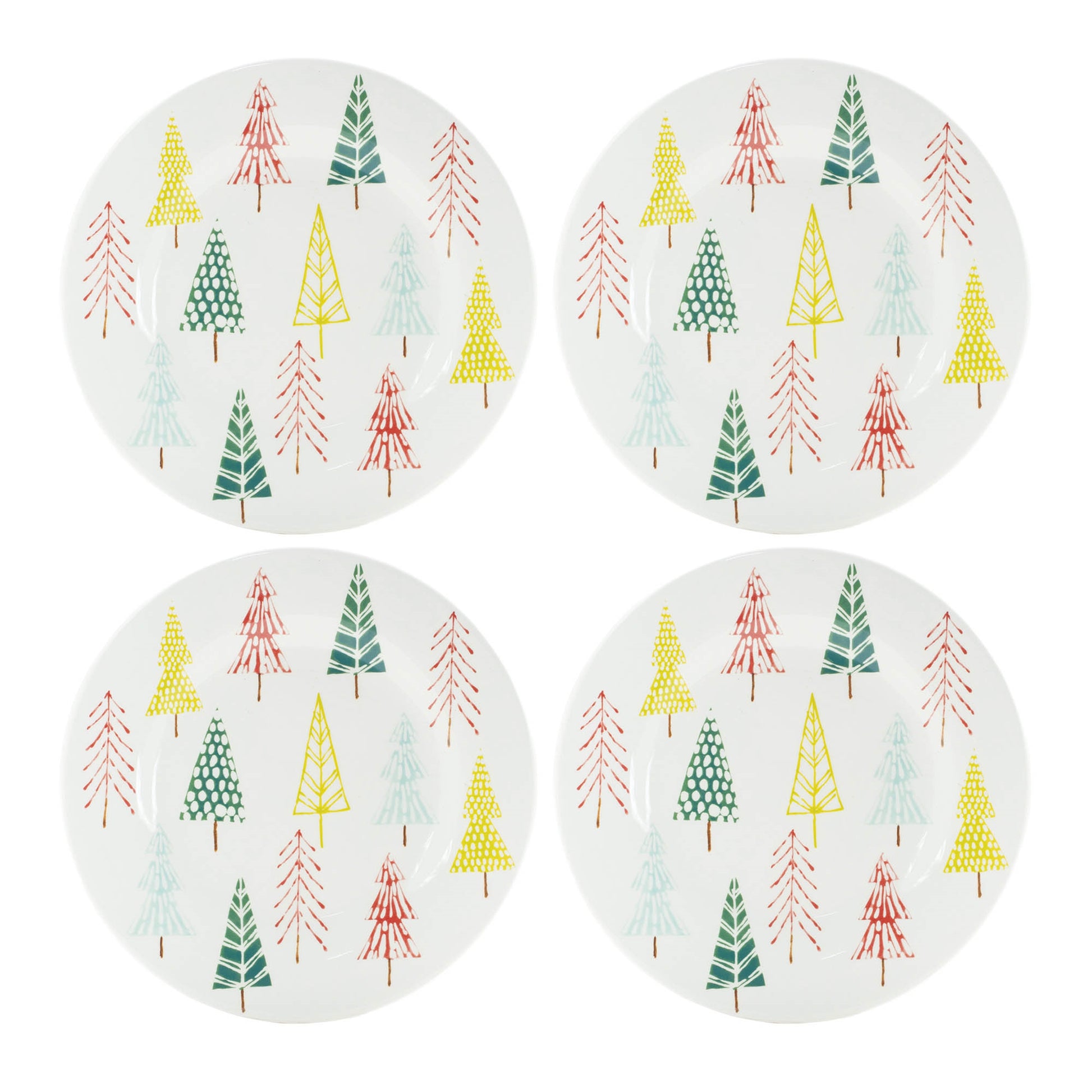 Ceramic Pine Tree Print Plate (Set of 4)