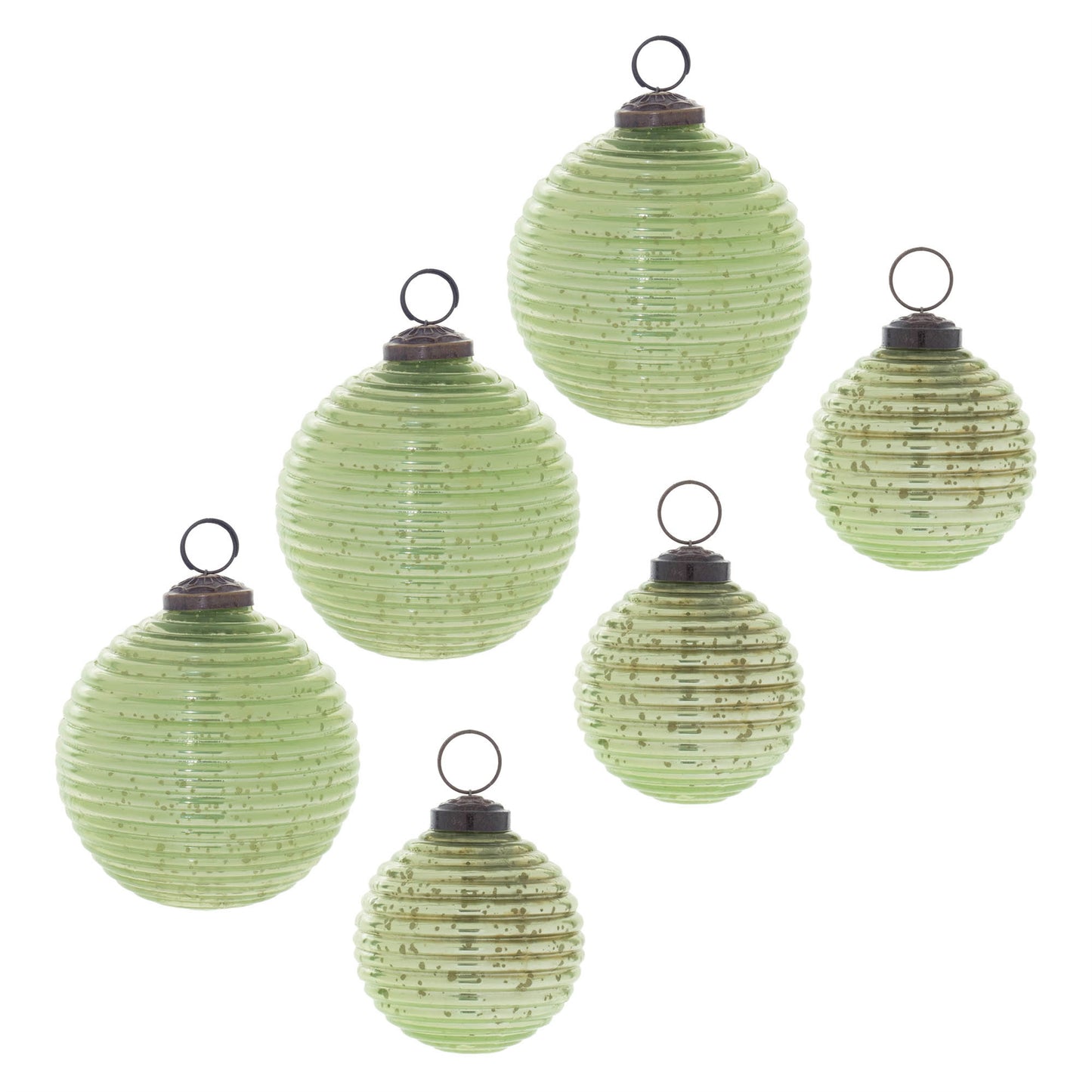 Ribbed Mercury Glass Ball Ornament (Set of 6)