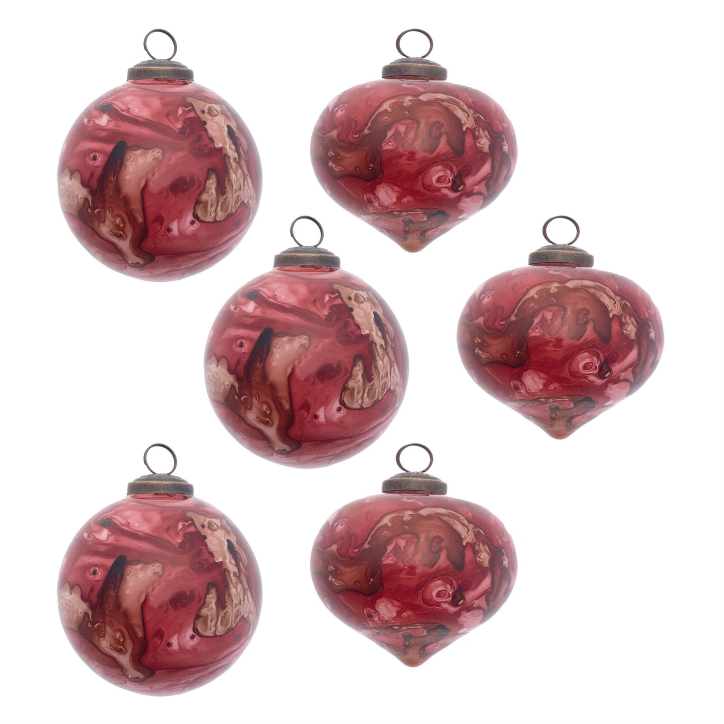 Marble Painted Glass Ornament (Set of 6)