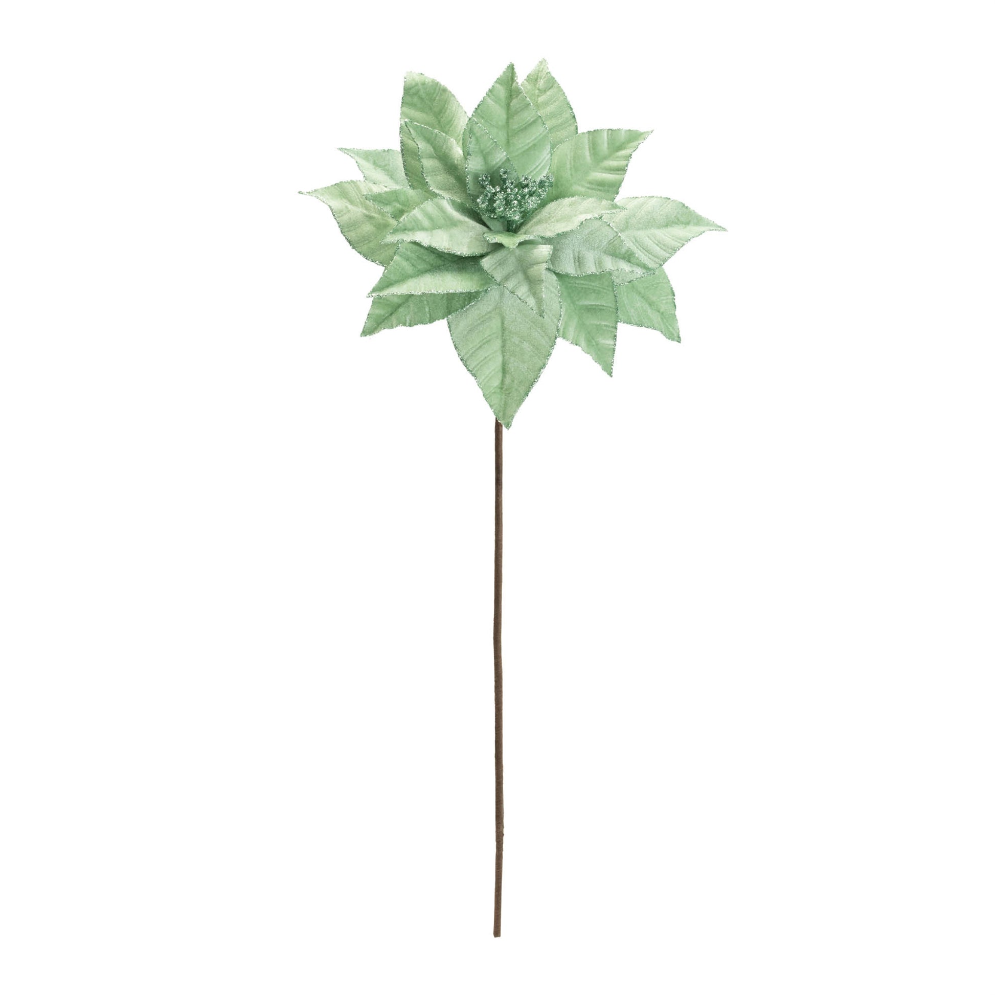 Glittered Poinsettia Flower Stem (Set of 6)