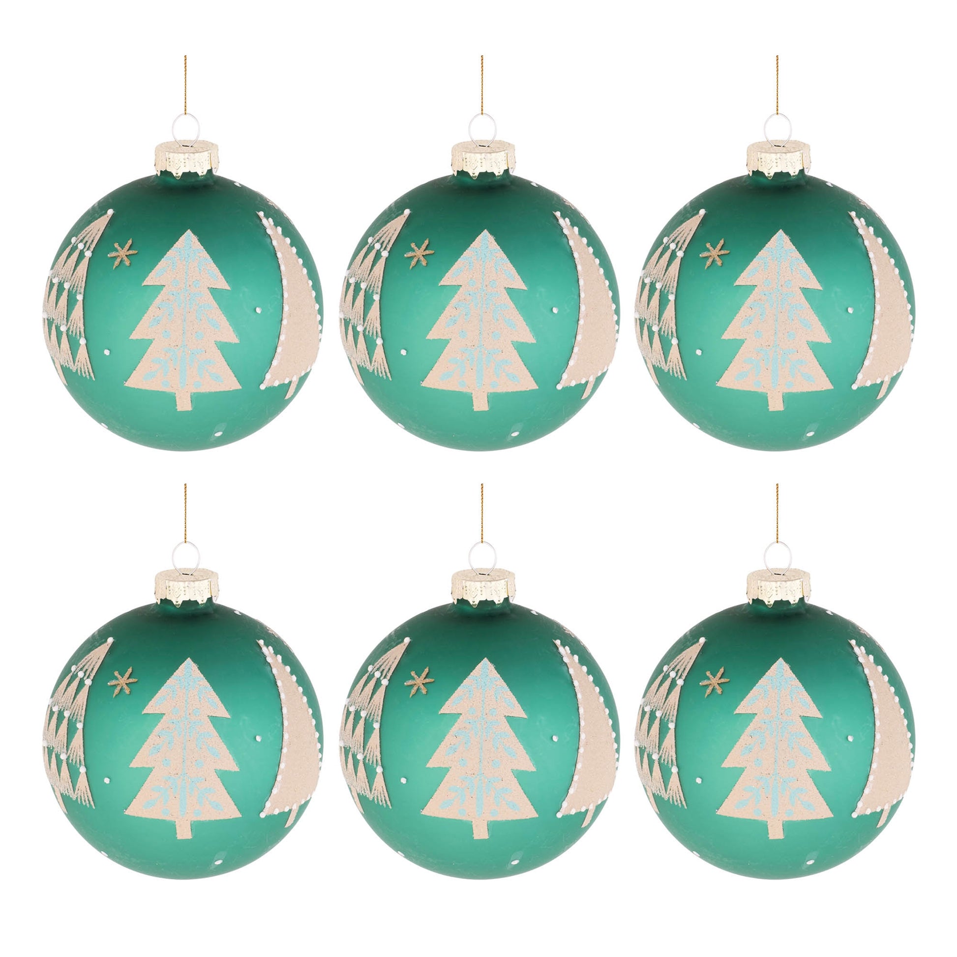 Beaded Pine Tree Ball Ornament (Set of 6)