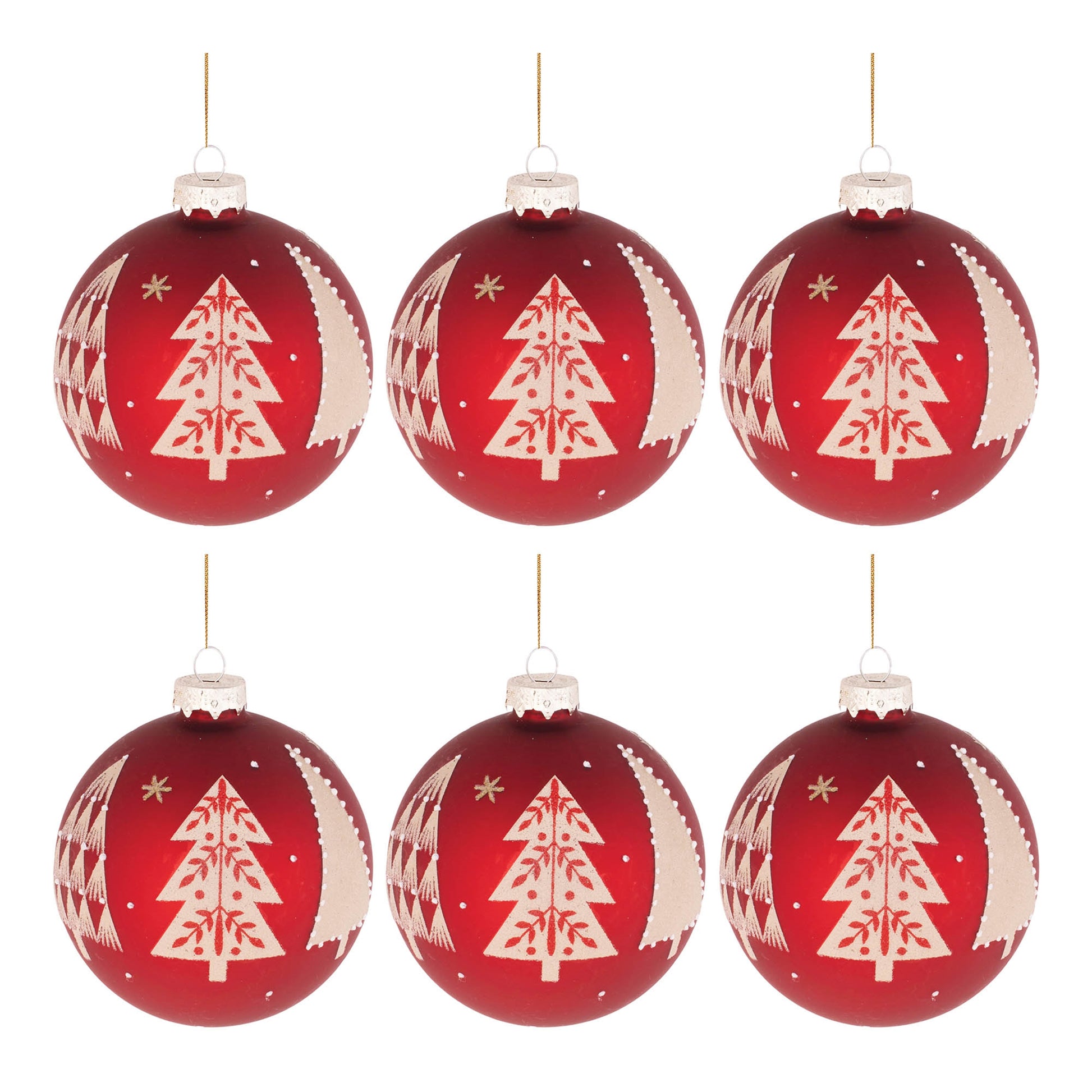 Beaded Pine Tree Ball Ornament (Set of 6)