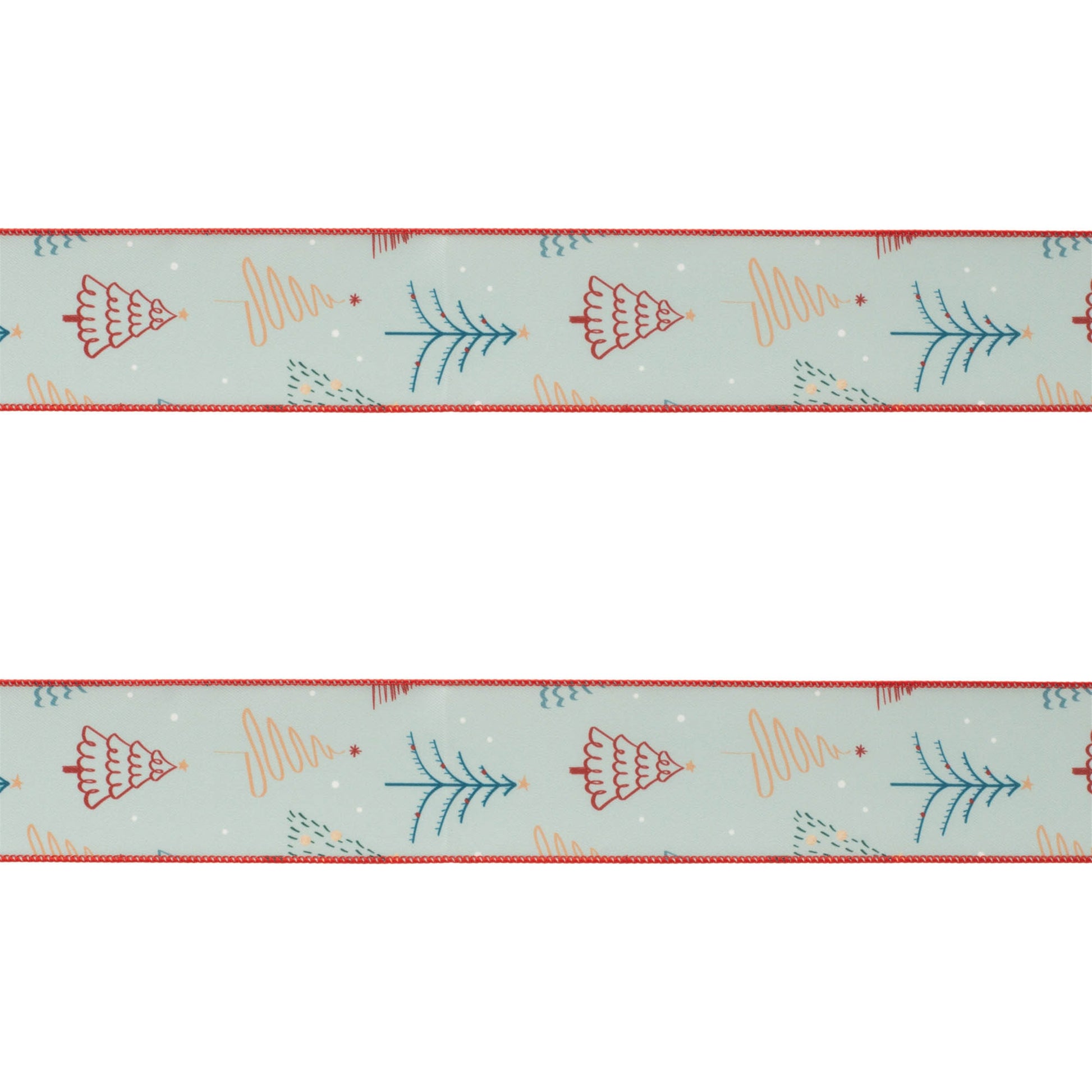 Christmas Tree Print Wired Ribbon (Set of 2)