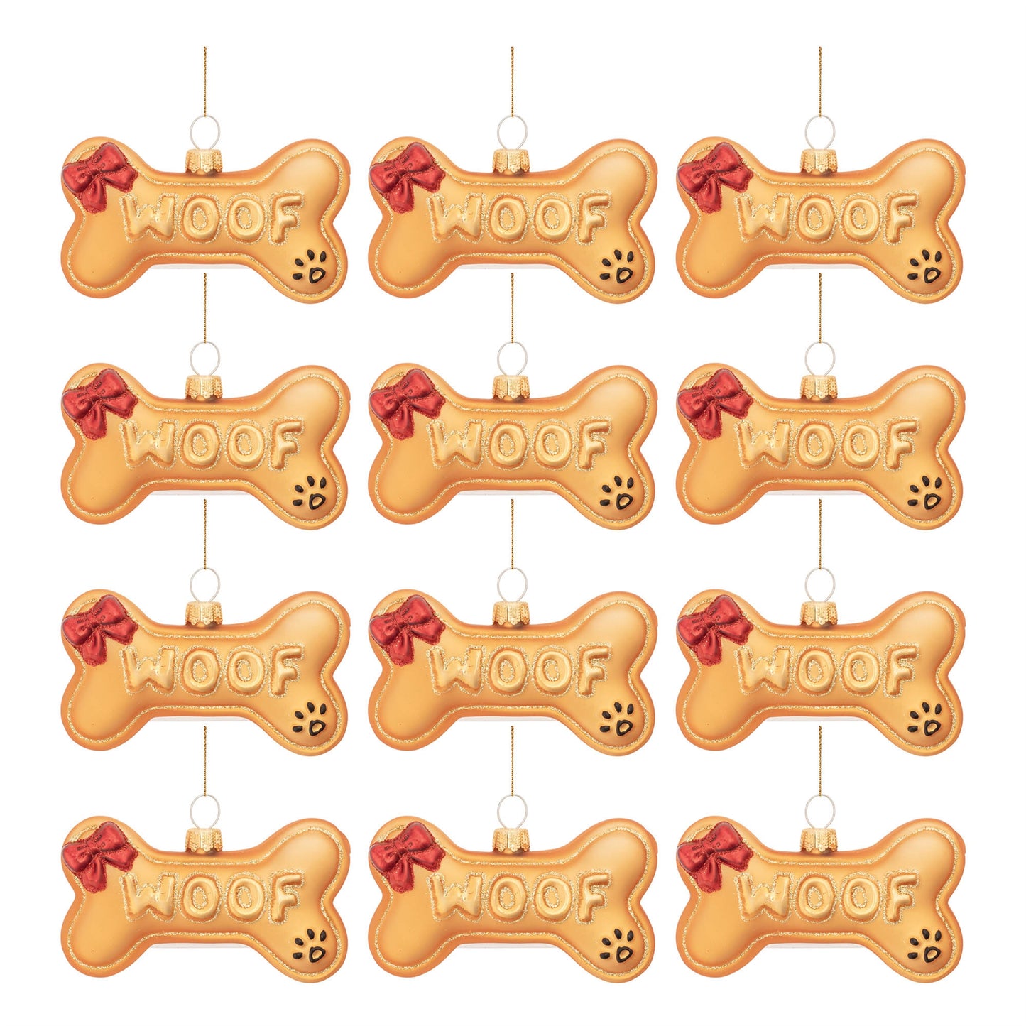 Glass Dog Bone Ornament (Set of 12)