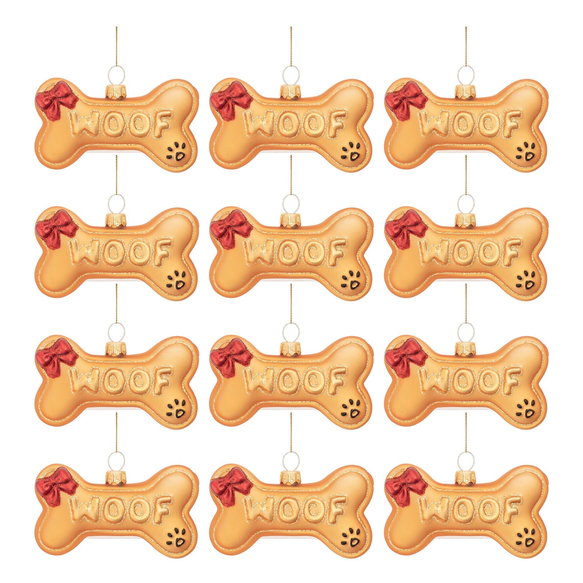Glass Dog Bone Ornament (Set of 12)