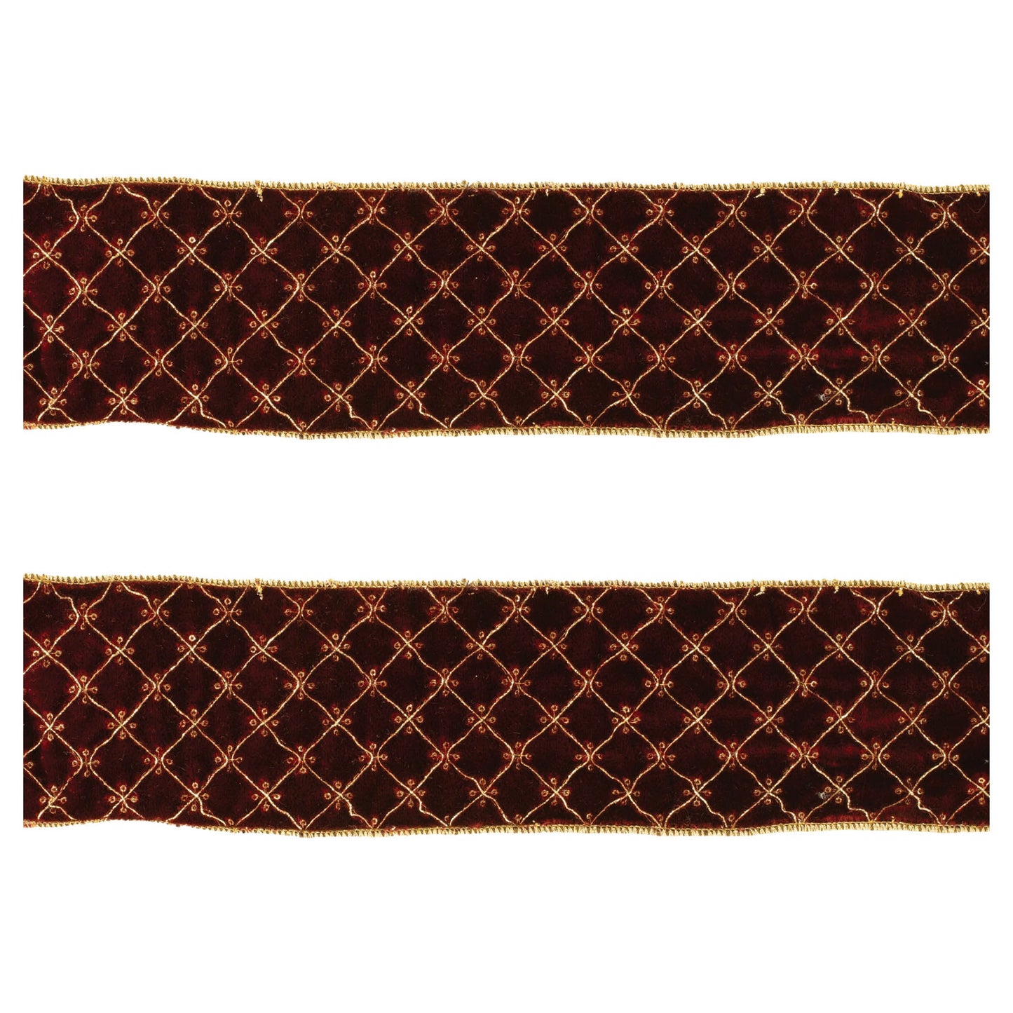 Ornate Diamond Pattern Wired Ribbon (Set of 2)
