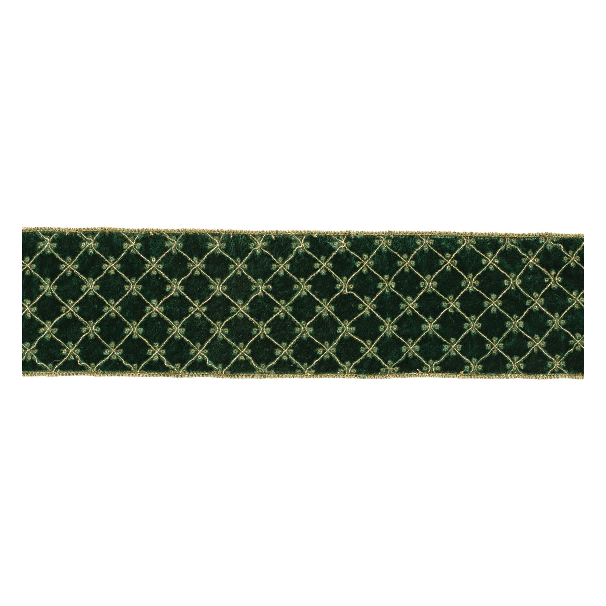 Ornate Diamond Pattern Wired Ribbon (Set of 2)