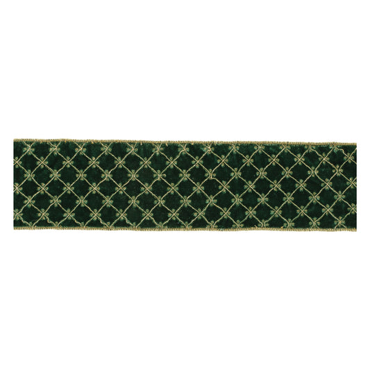 Ornate Diamond Pattern Wired Ribbon (Set of 2)